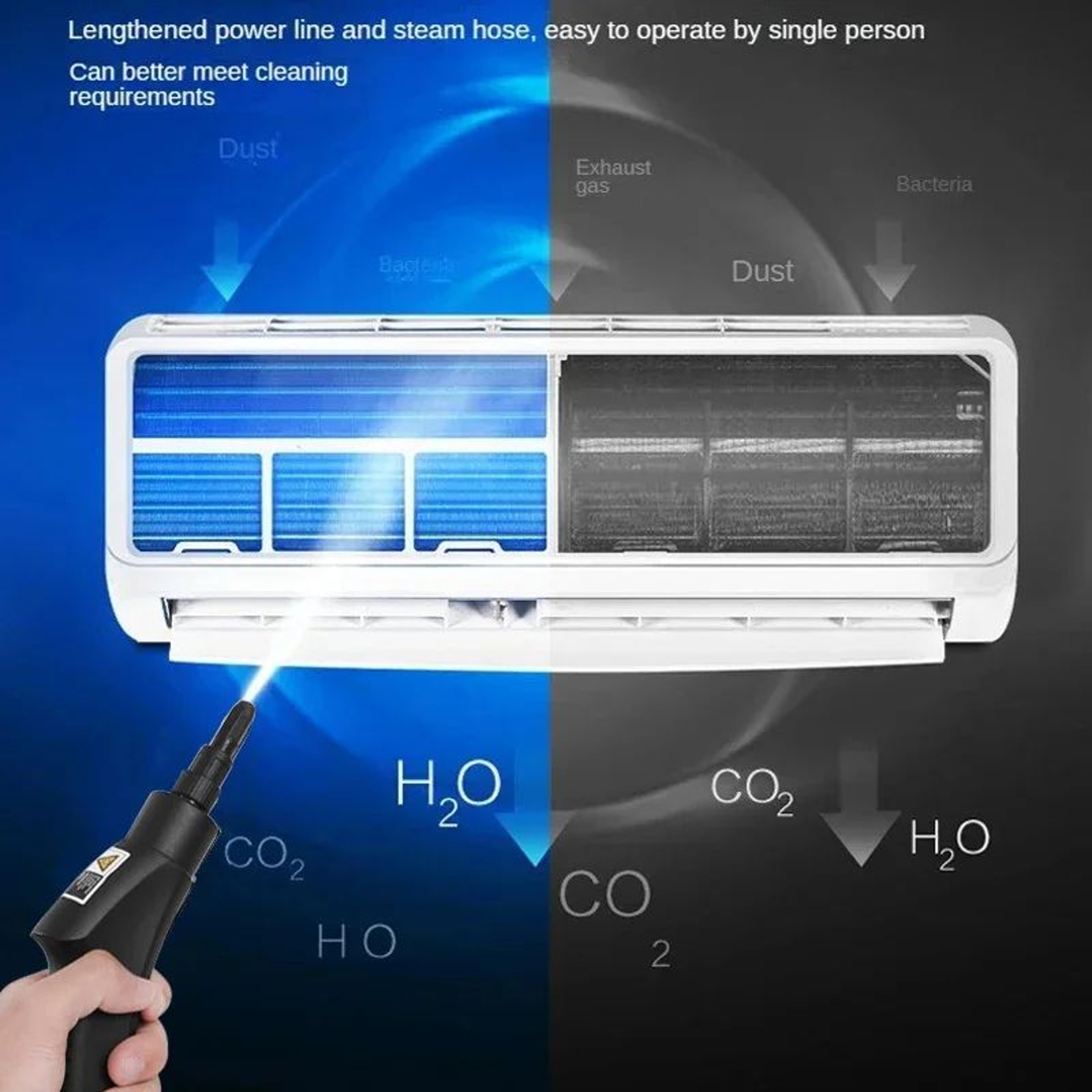 2500W HighTemp Handheld Steam Cleaner  High Pressure Steam Cleaning Machine For Kitchen Hood AC Car 1