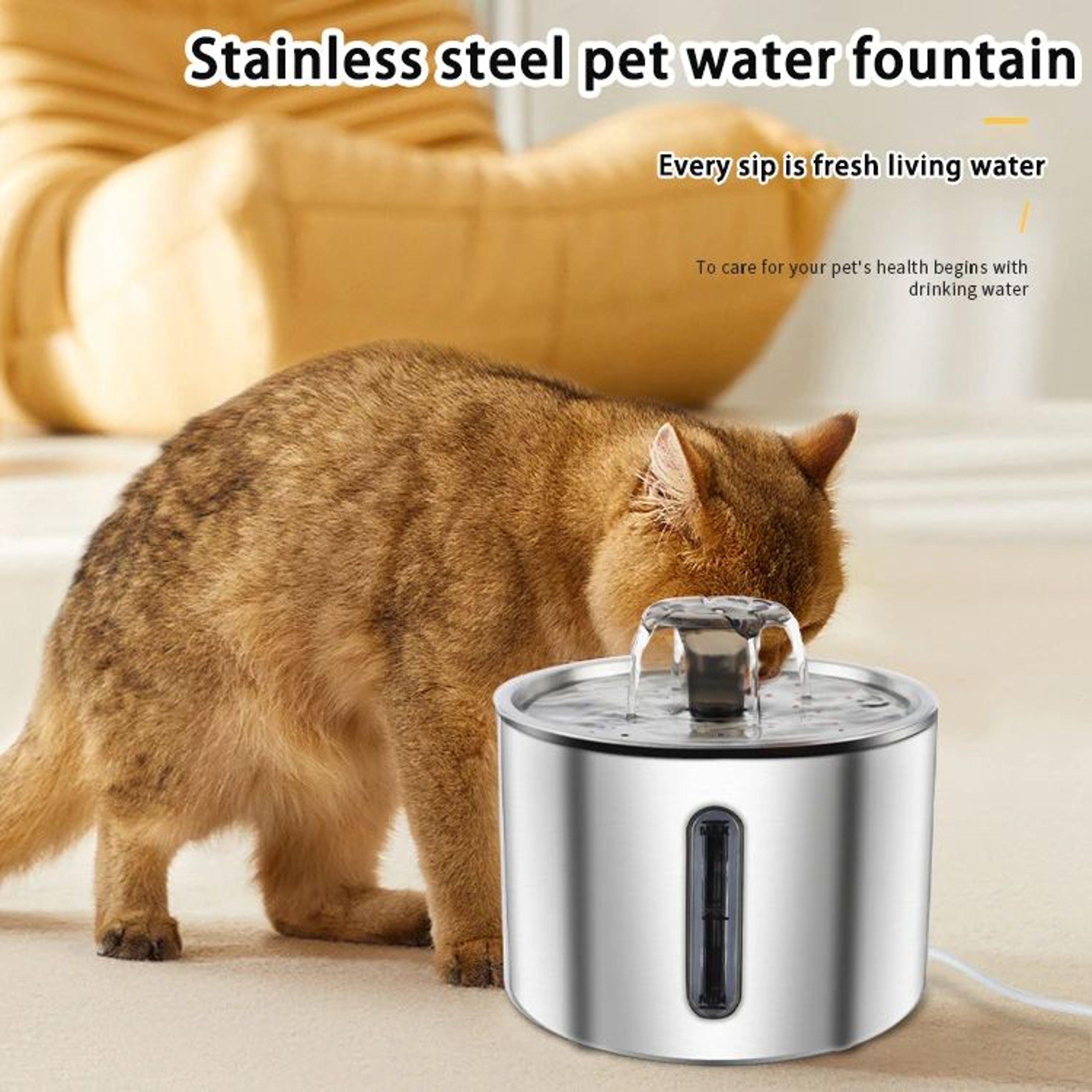 Stainless Steel Cat Water Fountain  Automatic Pet Water Dispenser For Cats  Dogs Quiet Flow Bowl 2