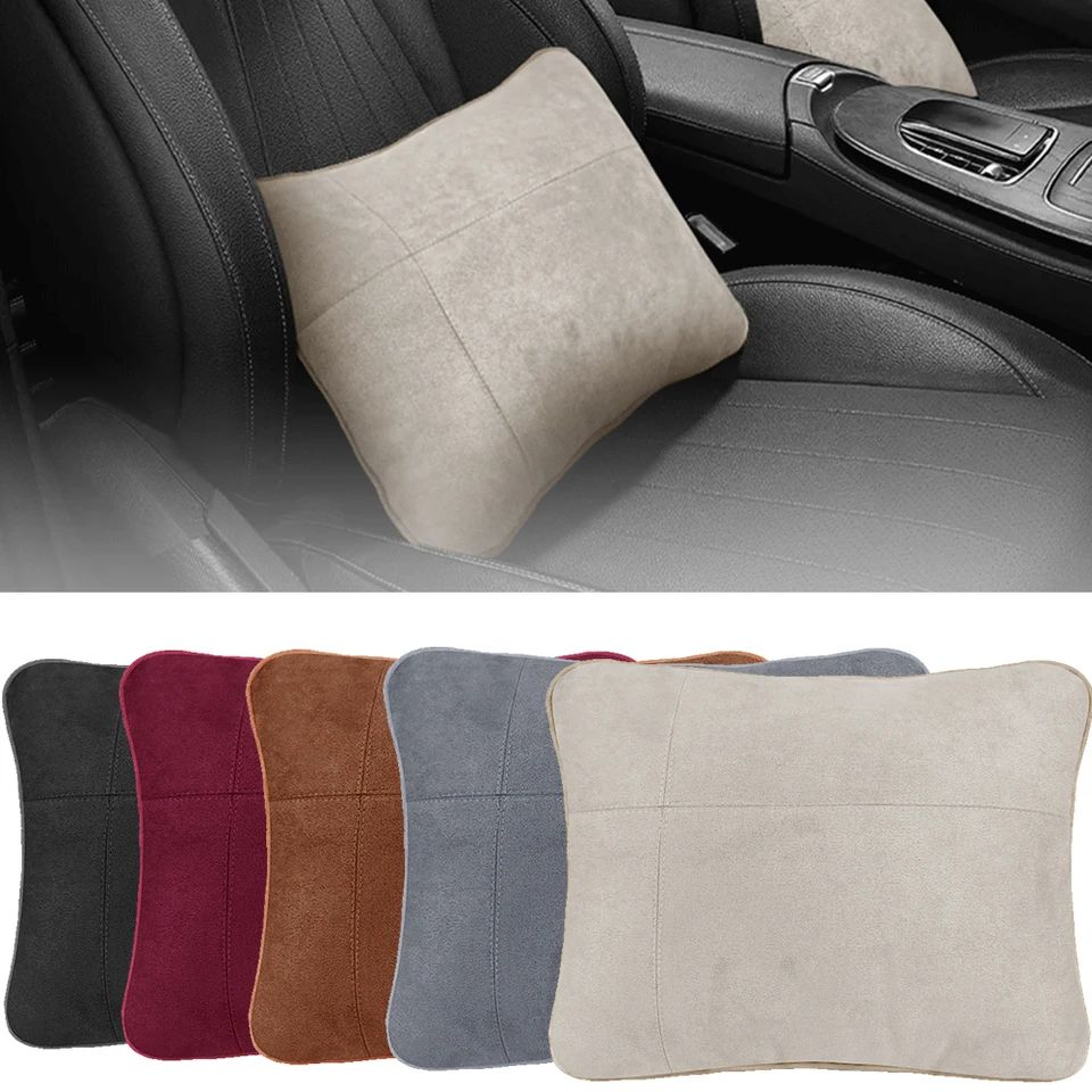 Suede Car Lumbar Support Pillow For Mercedes SMaybach  Waist  Neck Cushion For Comfort Posture  Fat 1