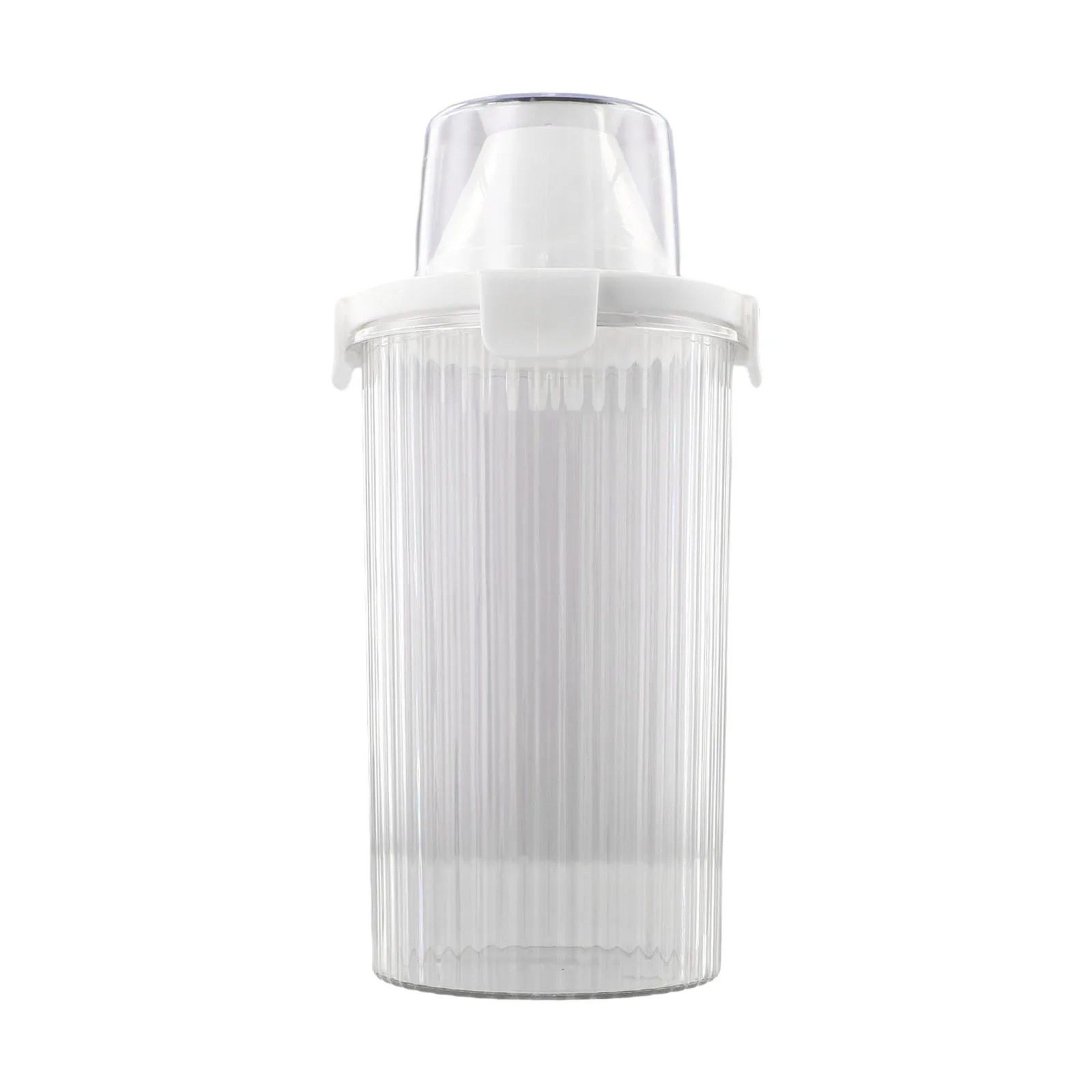 Transparent Food Storage Container With Pour Spout  Measuring Cup Lid  Cereal Sugar Beans Organizer 7