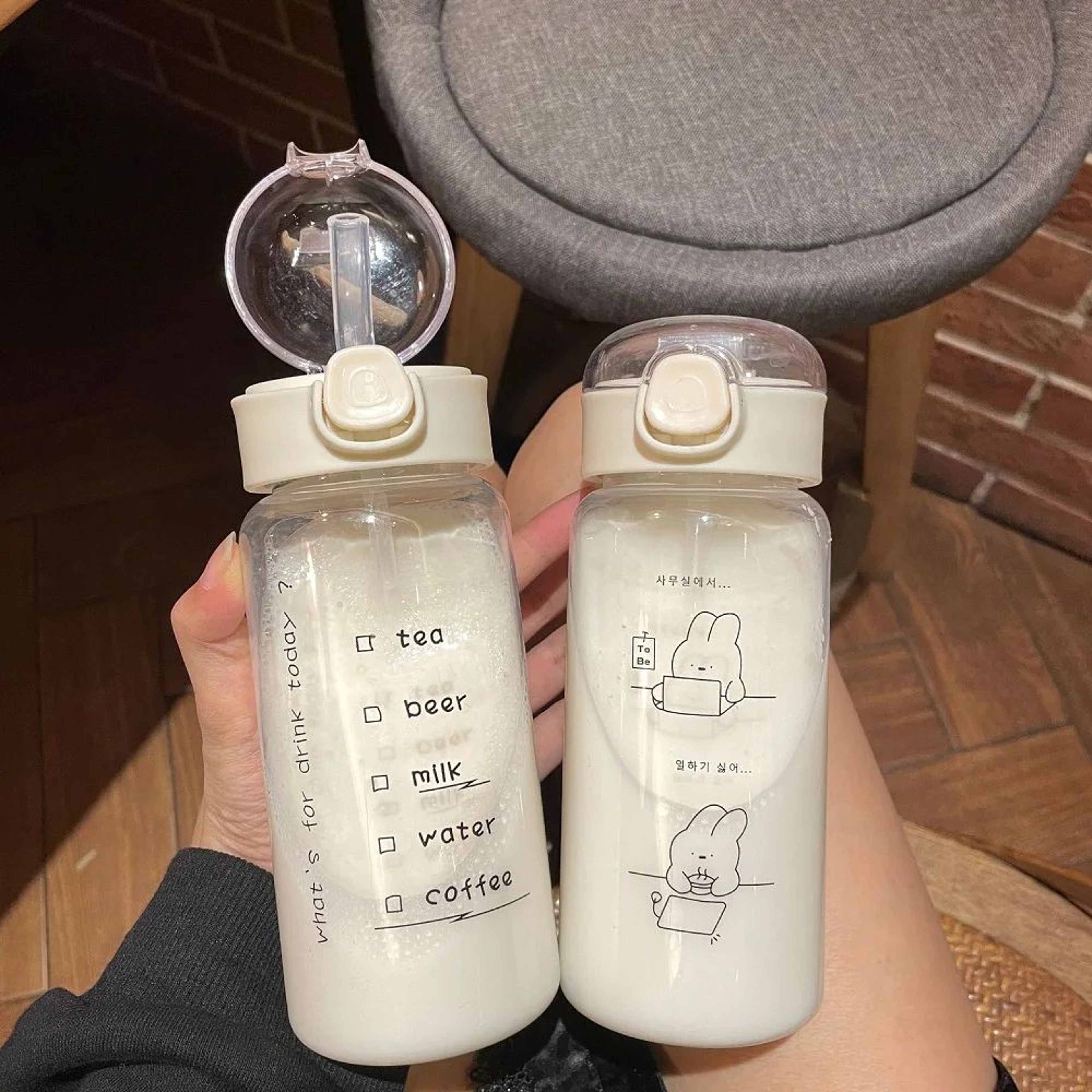 Transparent PC Plastic Sports Water Bottle With PopUp Bounce Straw Leakproof OneClick Lid DropResis 2