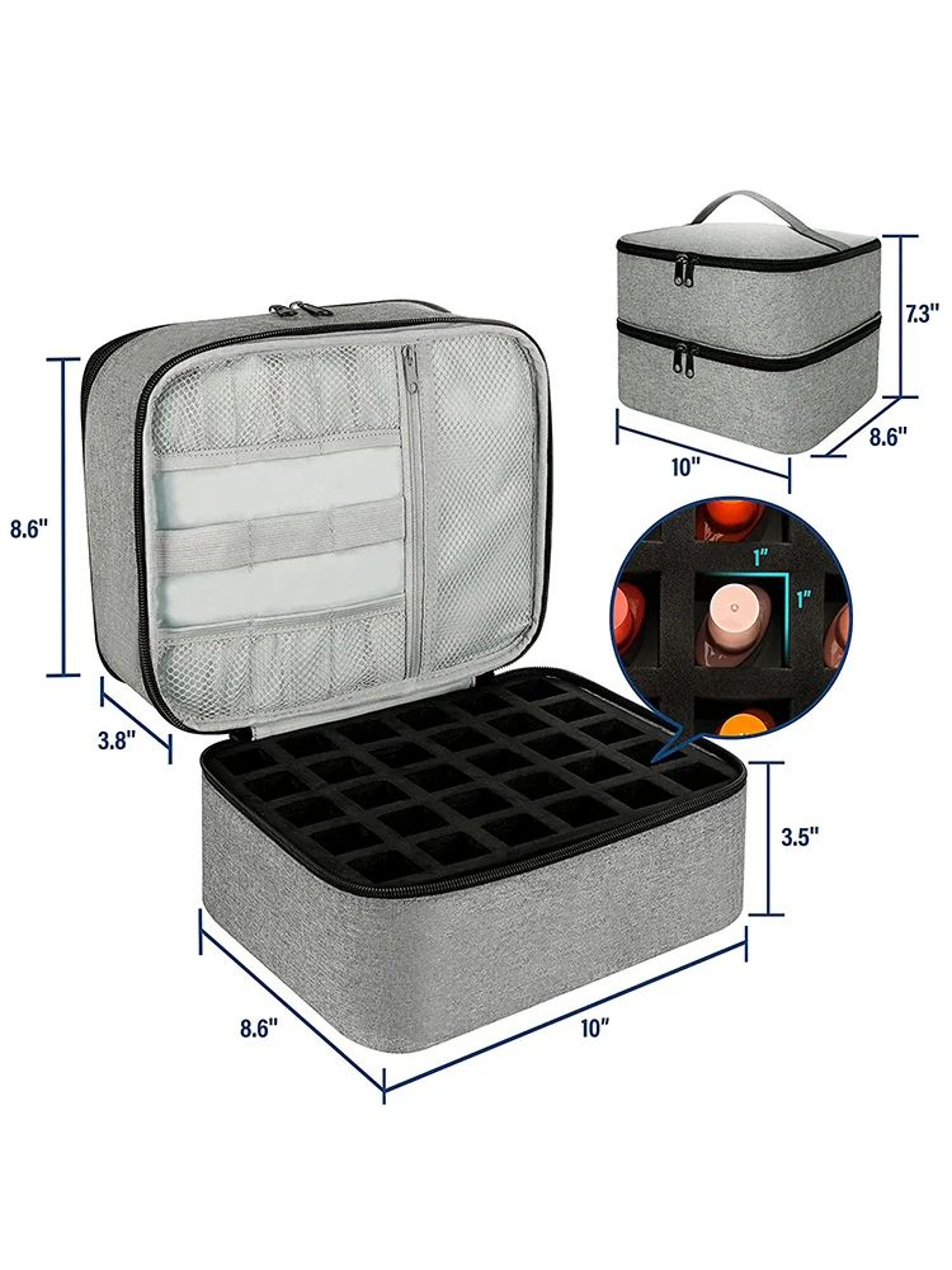 DoubleLayer Nail Polish Storage Bag 30 Compartments  Portable Nail Care Organizer Case For Essentia 4