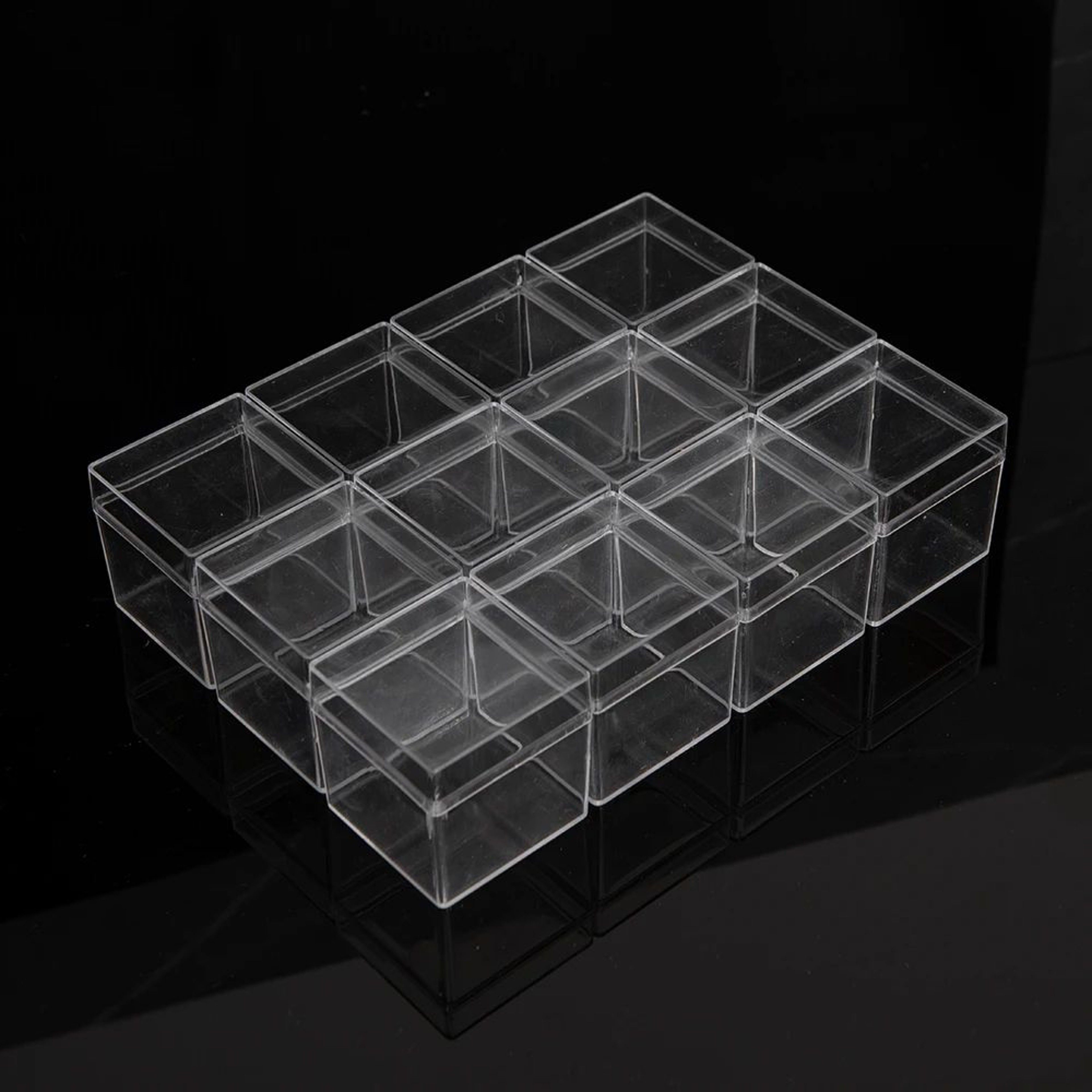 Food Grade Transparent Square Plastic Storage Boxes With Open Top  Bottom Covers  Candy Nail Art Or 3