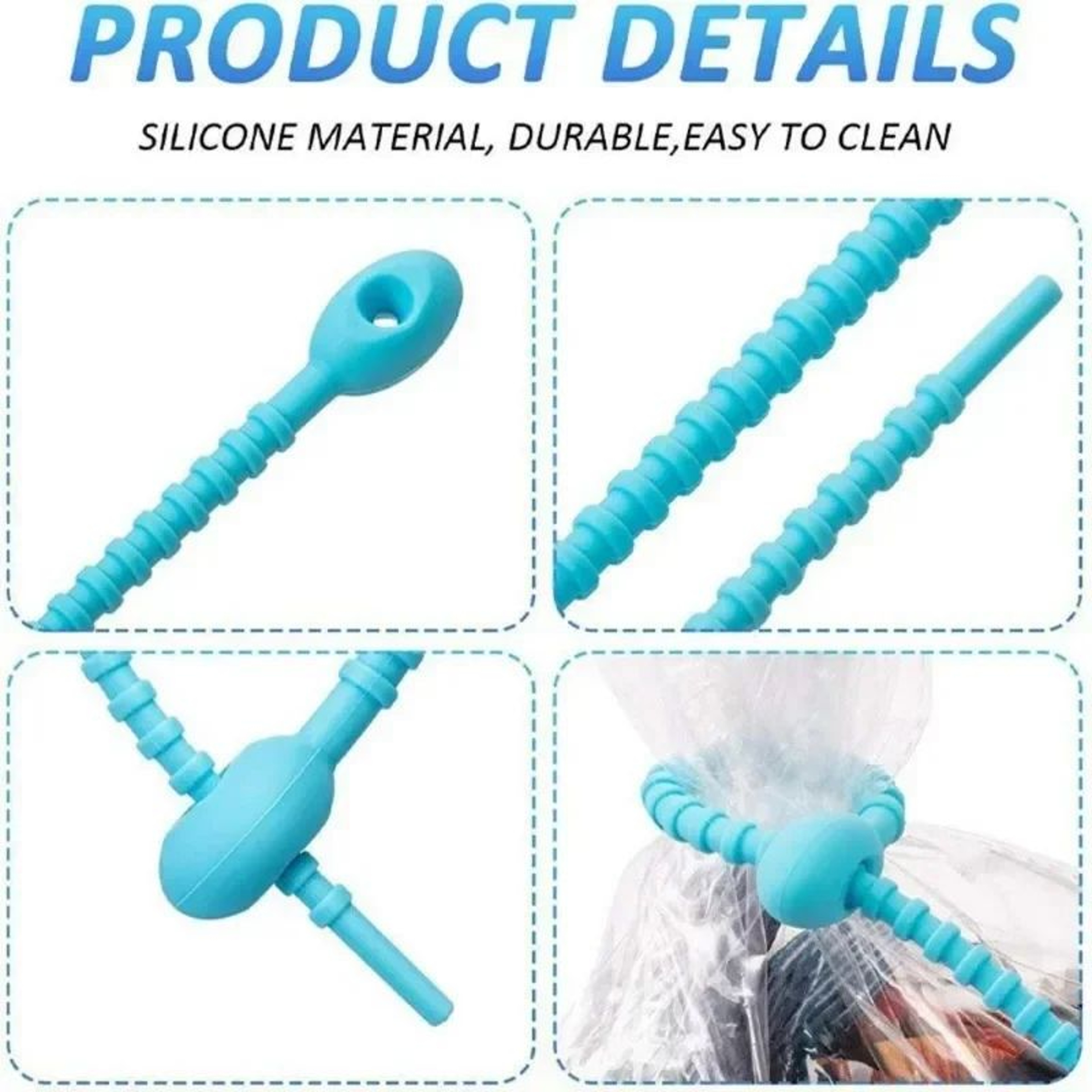 30 Pcs Reusable Silicone Zip Ties  Bag Clips  MultiPurpose Cable Organizer Straps For Cords Snacks  3