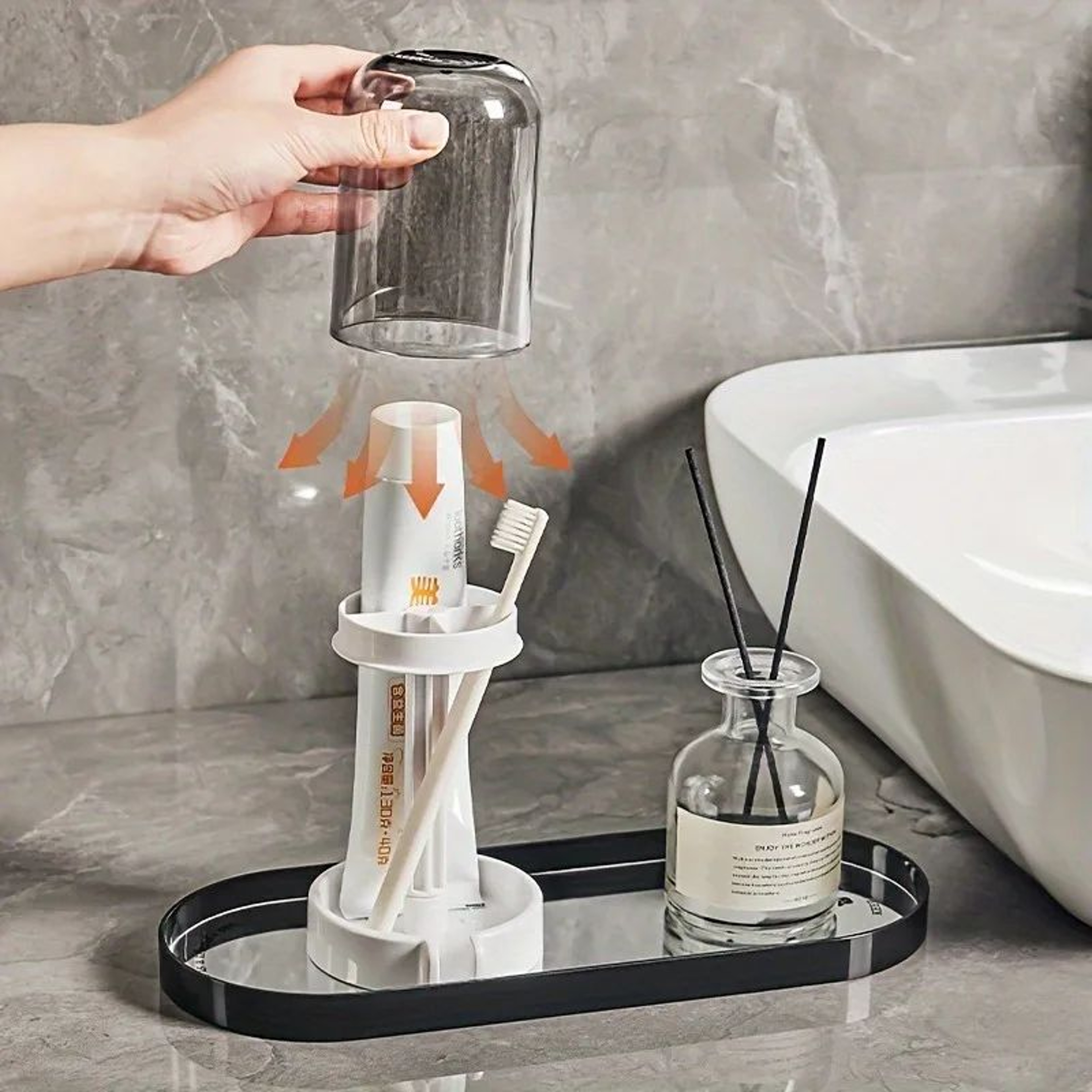 Multifunctional Toothbrush  Toothpaste Holder Set With Dustproof Cover  Bathroom Organizer With Dra 1