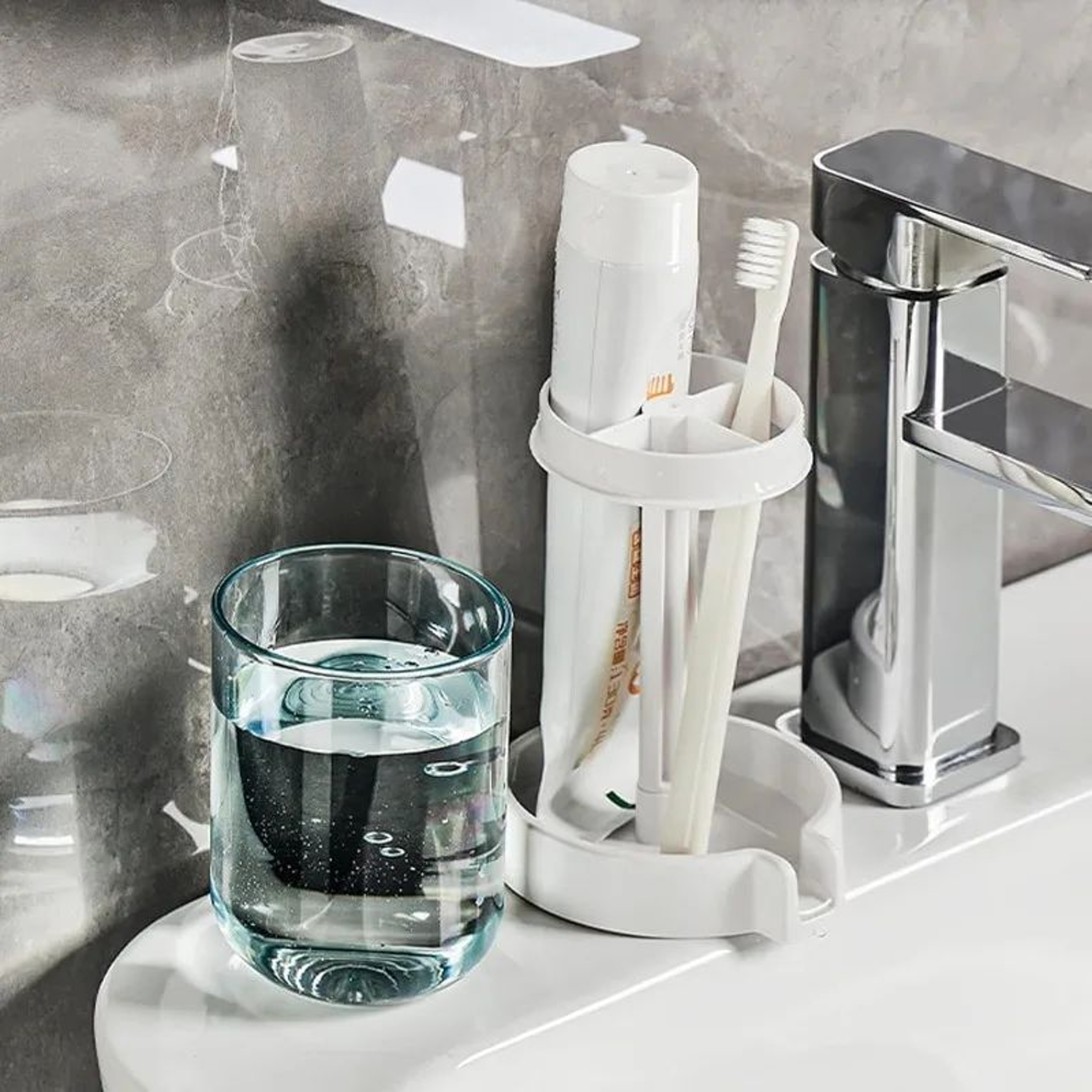 Multifunctional Toothbrush  Toothpaste Holder Set With Dustproof Cover  Bathroom Organizer With Dra 5
