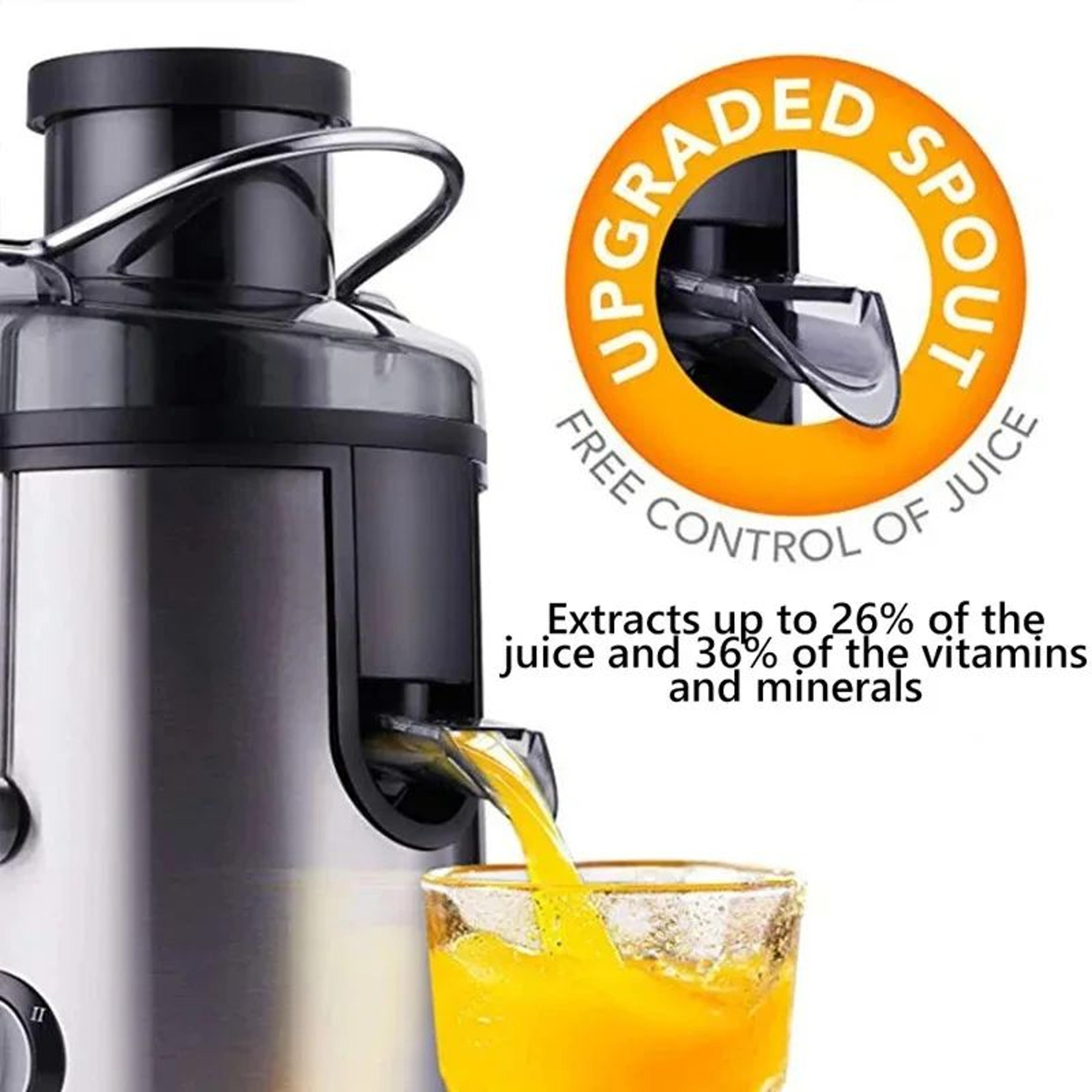 800W Centrifugal Juicer Powerful Juice Extractor For Fruits  Vegetables Easy Clean Stainless Steel 1