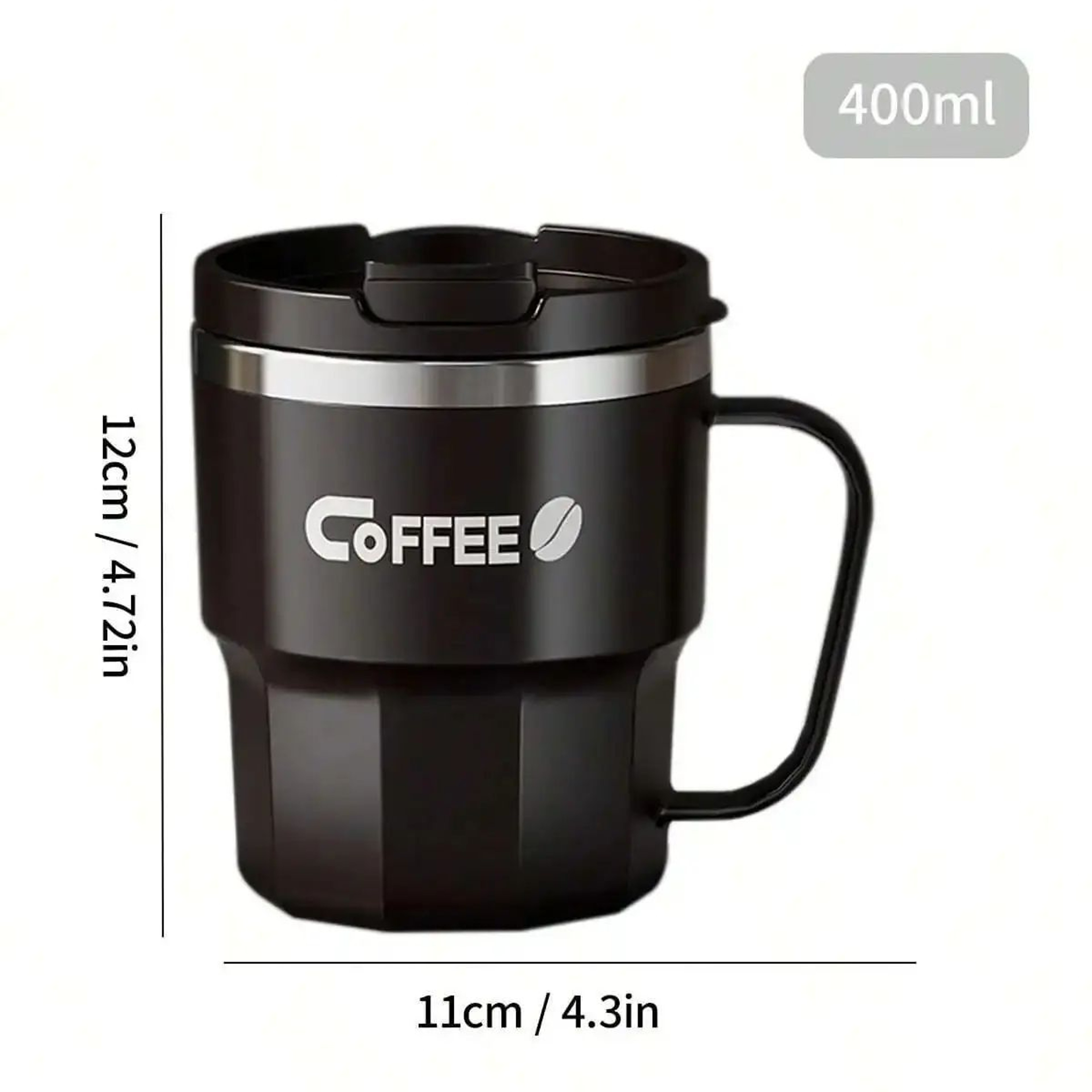 WORTHBUY 304 Stainless Steel Insulated Coffee Mug With Lid  Handle  Double Wall Reusable Travel Cup 6