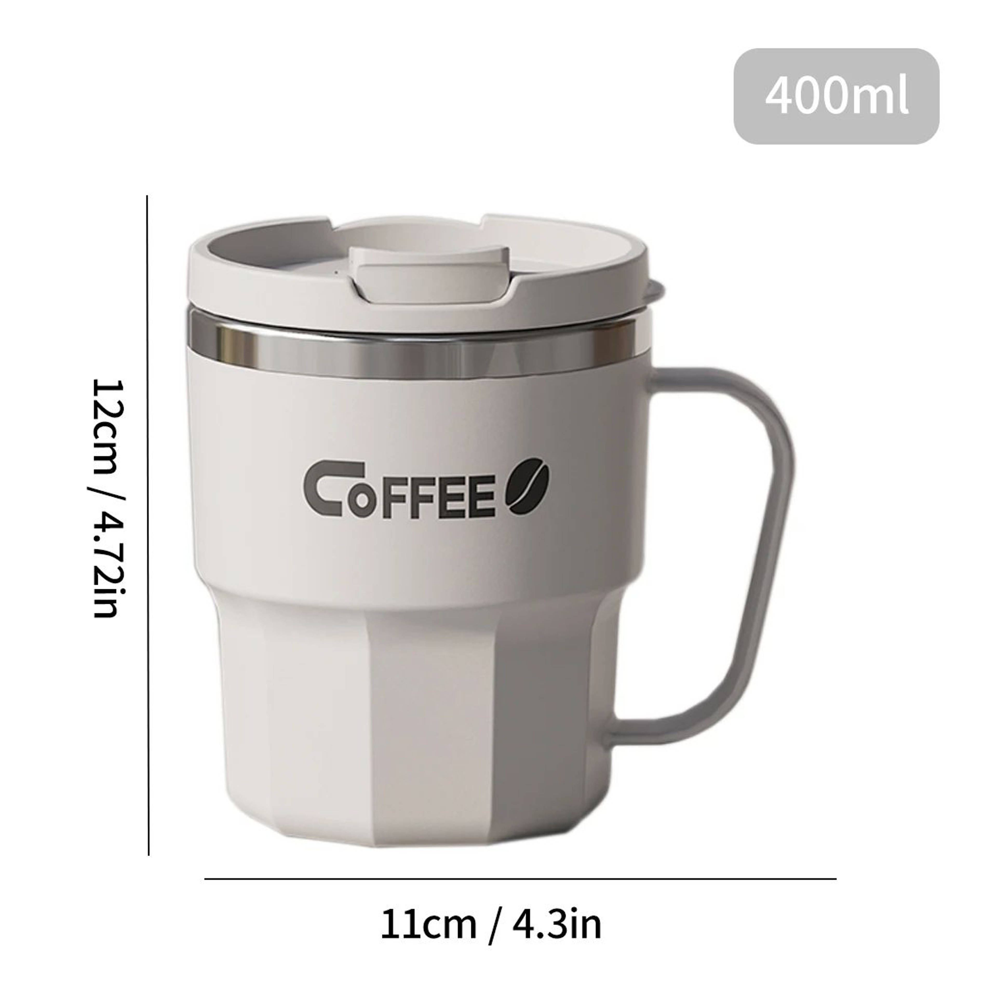 WORTHBUY 304 Stainless Steel Insulated Coffee Mug With Lid  Handle  Double Wall Reusable Travel Cup 10