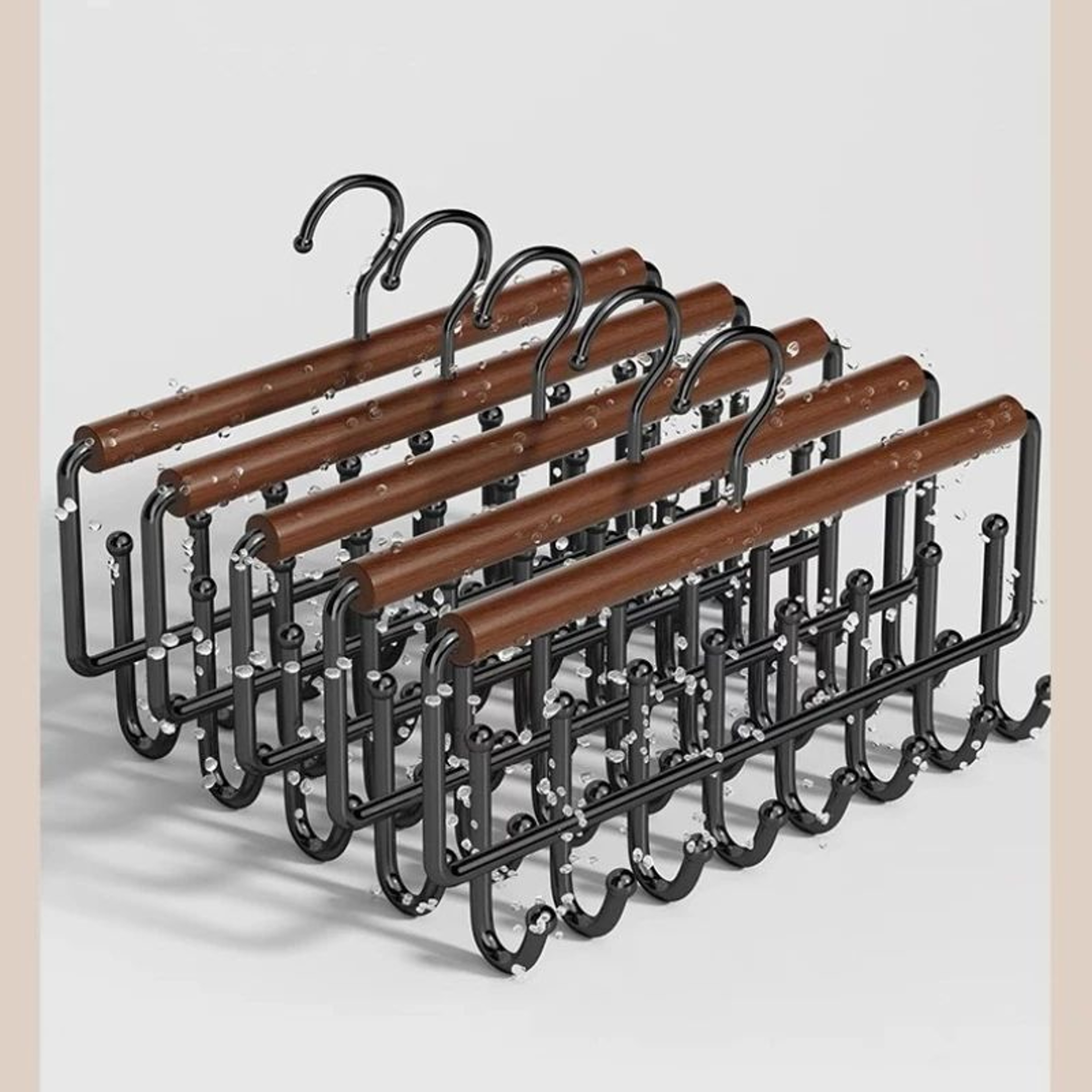Solid Wood 16Hook Wave Hanger  Multifunctional Underwear Vest  Sling Wardrobe Drying Rack 1