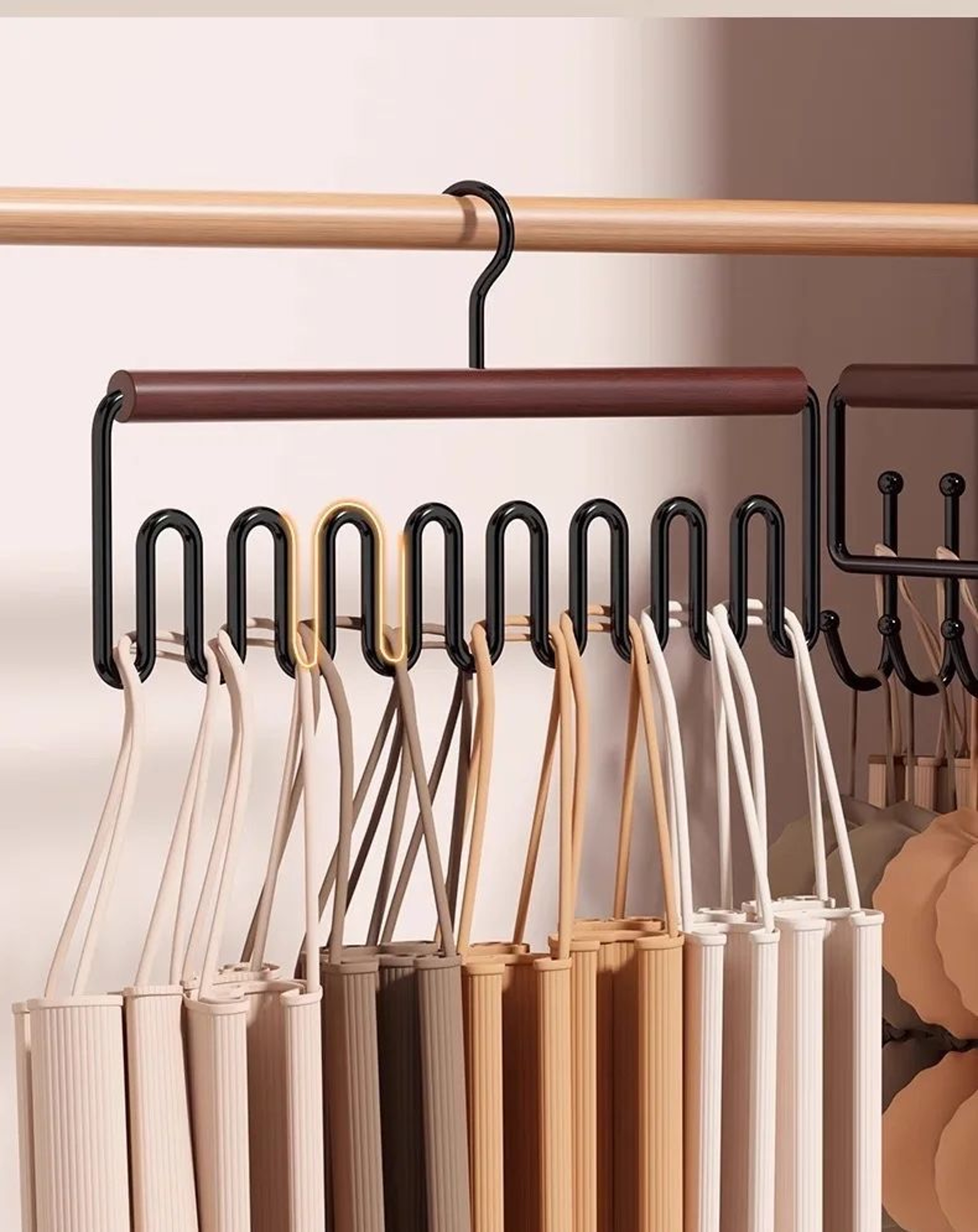 Solid Wood 16Hook Wave Hanger  Multifunctional Underwear Vest  Sling Wardrobe Drying Rack 6