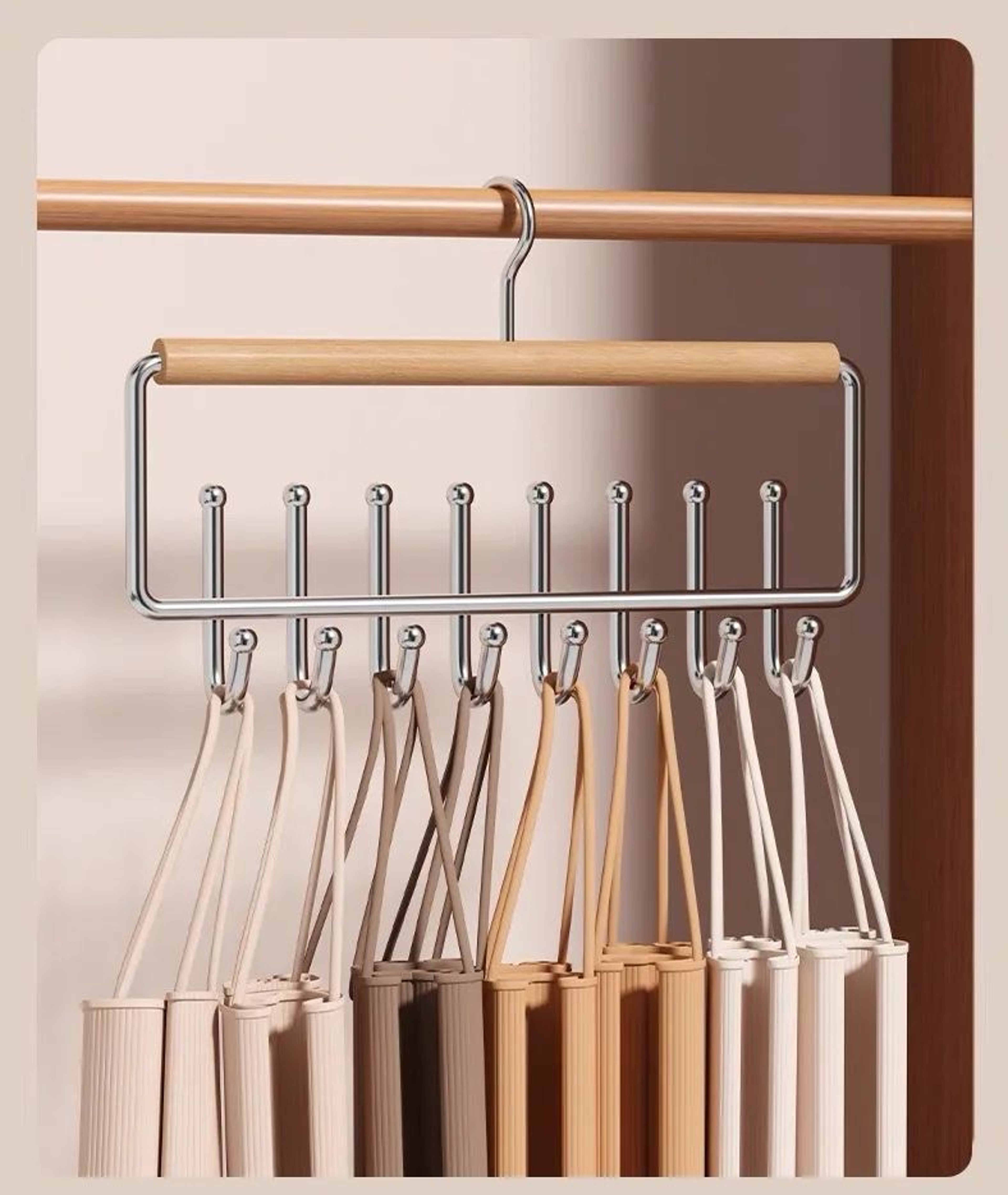 Solid Wood 16Hook Wave Hanger  Multifunctional Underwear Vest  Sling Wardrobe Drying Rack 7