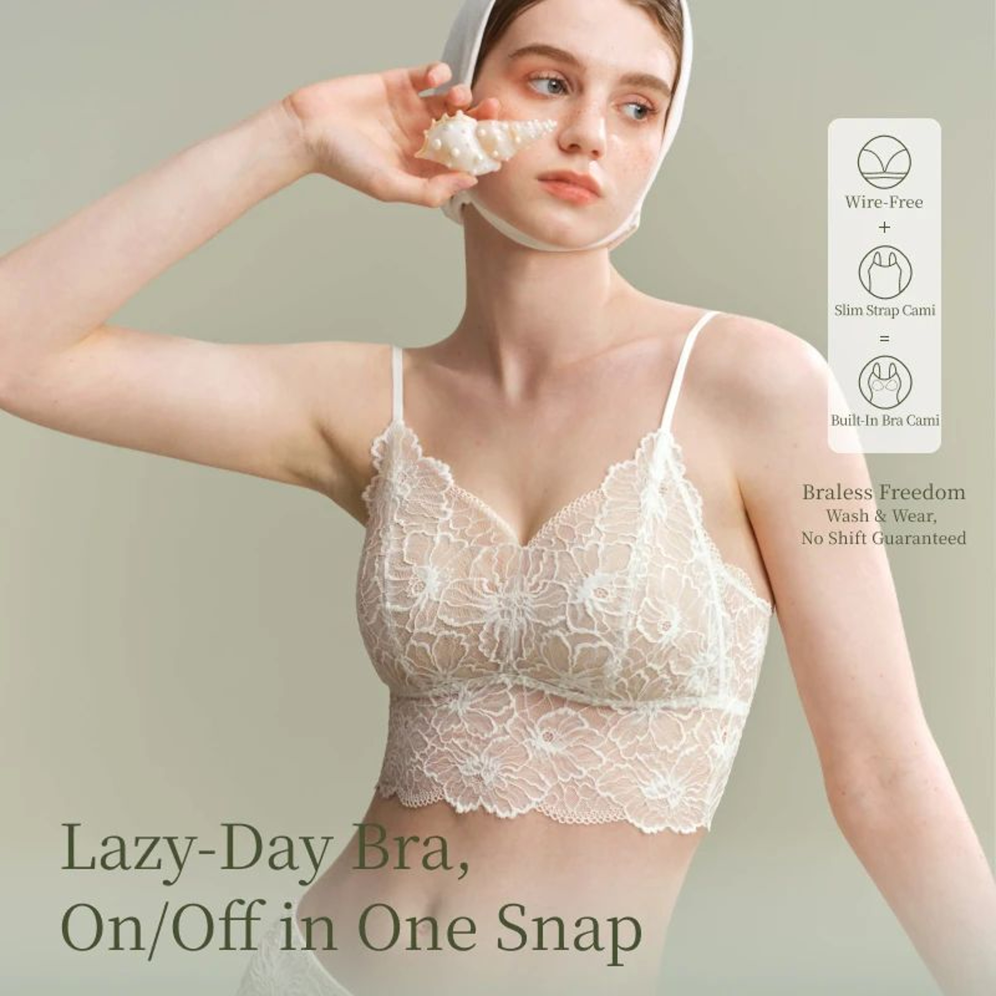 SUJIIN Seamless Lace Wireless Tank Bra  OnePiece Supportive Cami Bralette MX370 3