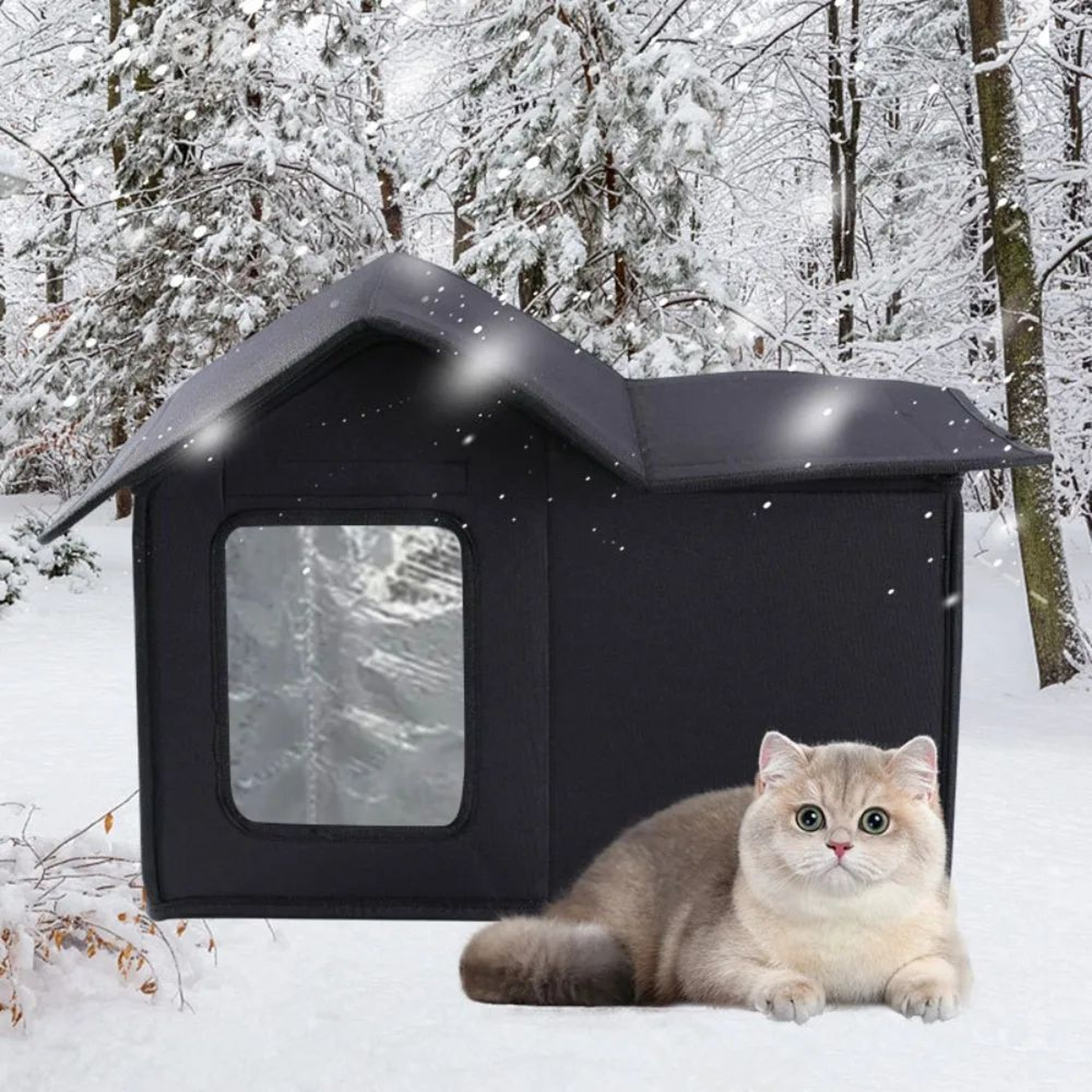 WeatherSafe Waterproof Outdoor Cat House  Removable  Washable Pet Shelter For Cats  Small Dogs 0