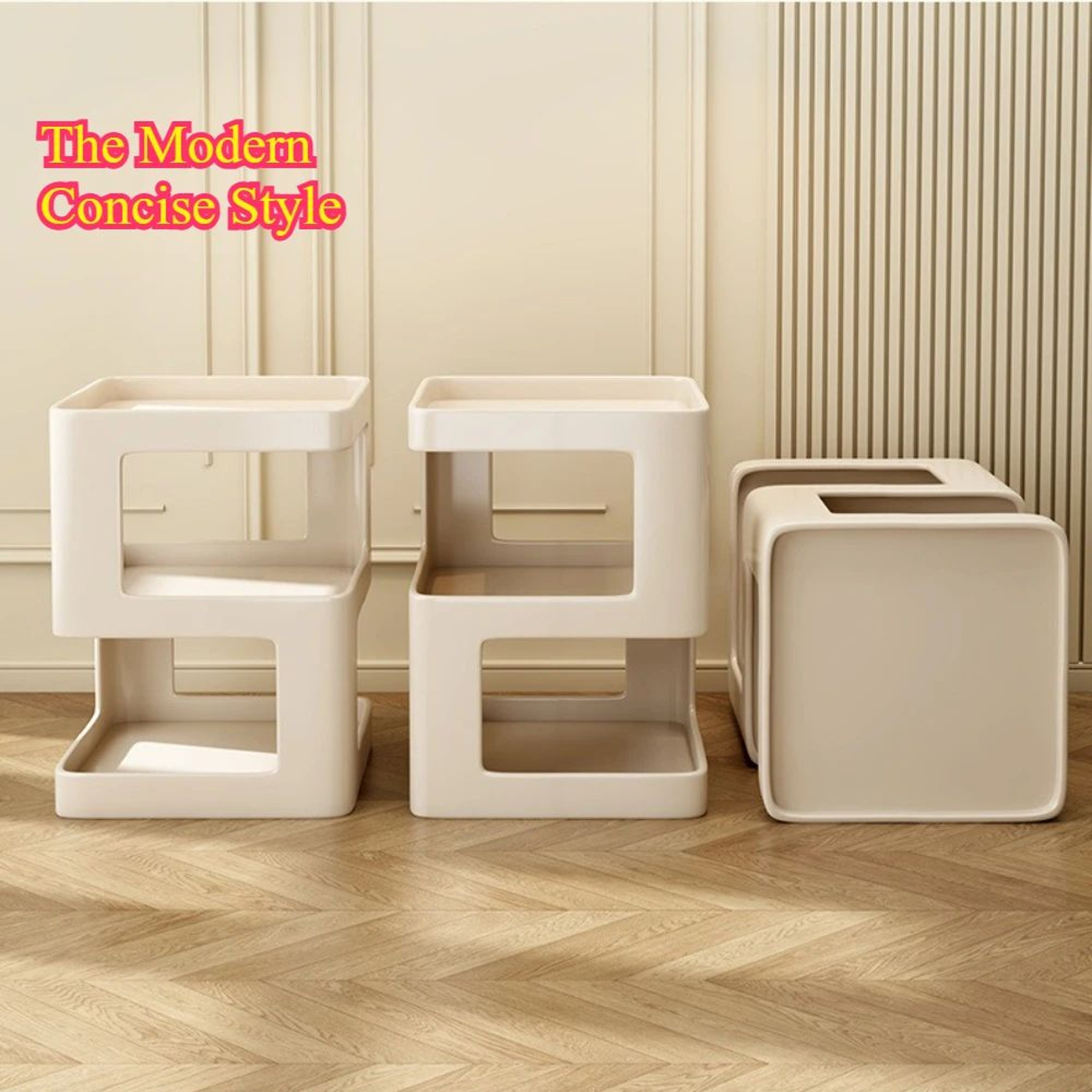 NumiCurve ABS Modern Side Table  Light Luxury Sofa End Table  Creative Bedside Storage Shelf 3
