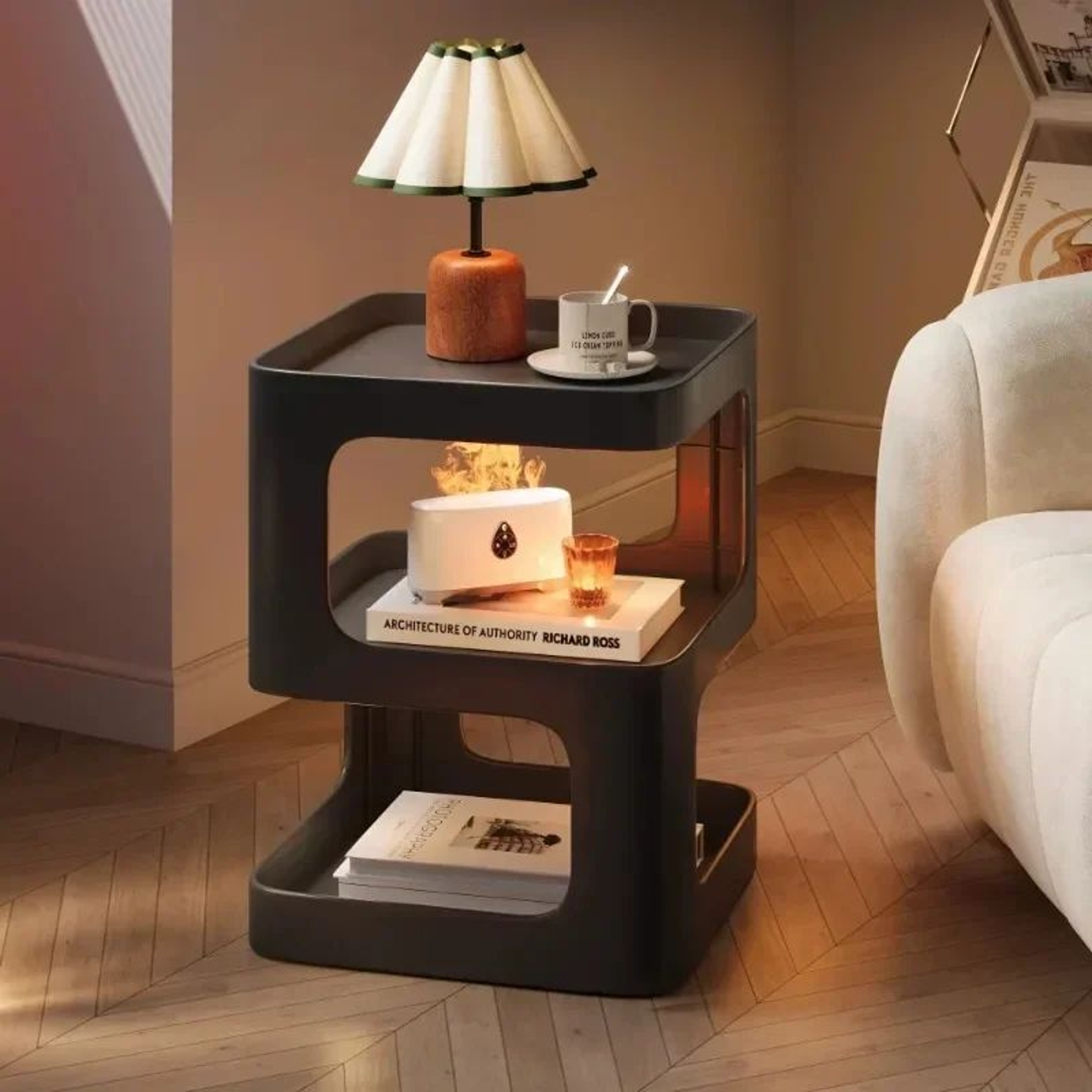 NumiCurve ABS Modern Side Table  Light Luxury Sofa End Table  Creative Bedside Storage Shelf 6