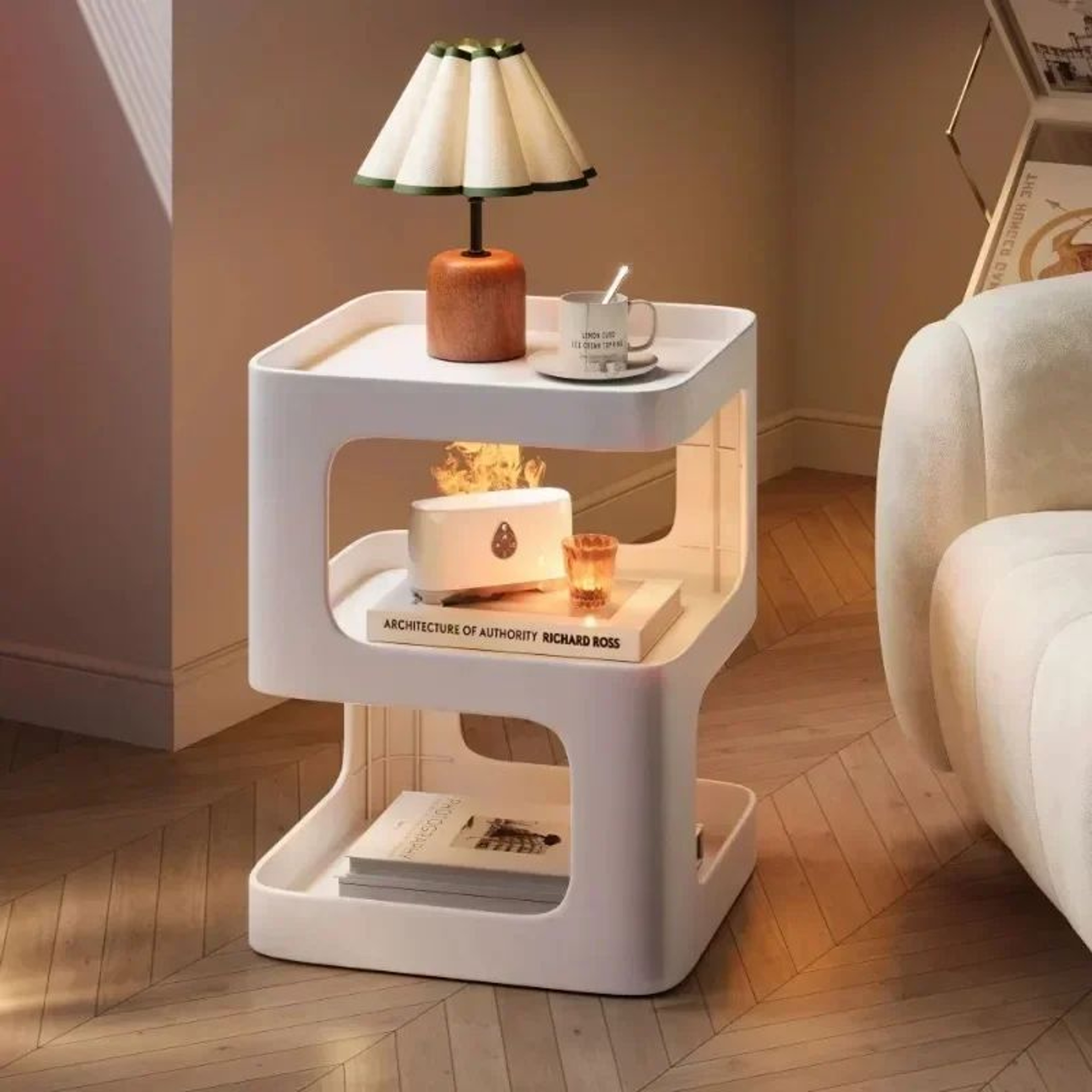NumiCurve ABS Modern Side Table  Light Luxury Sofa End Table  Creative Bedside Storage Shelf 7