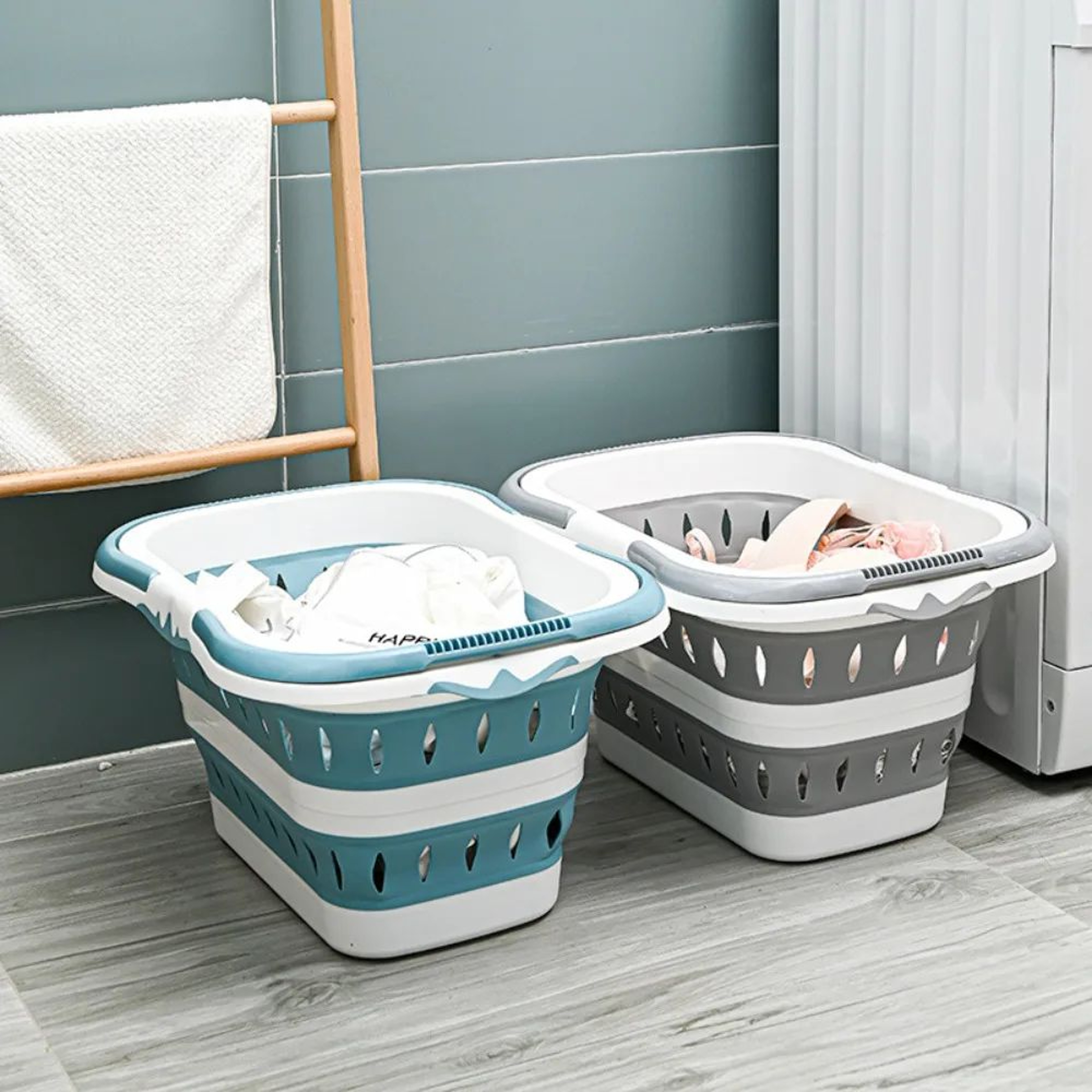 WallFlex Foldable Laundry Basket  Wall Mounted PP Dirty Clothes Hamper With Handle 0