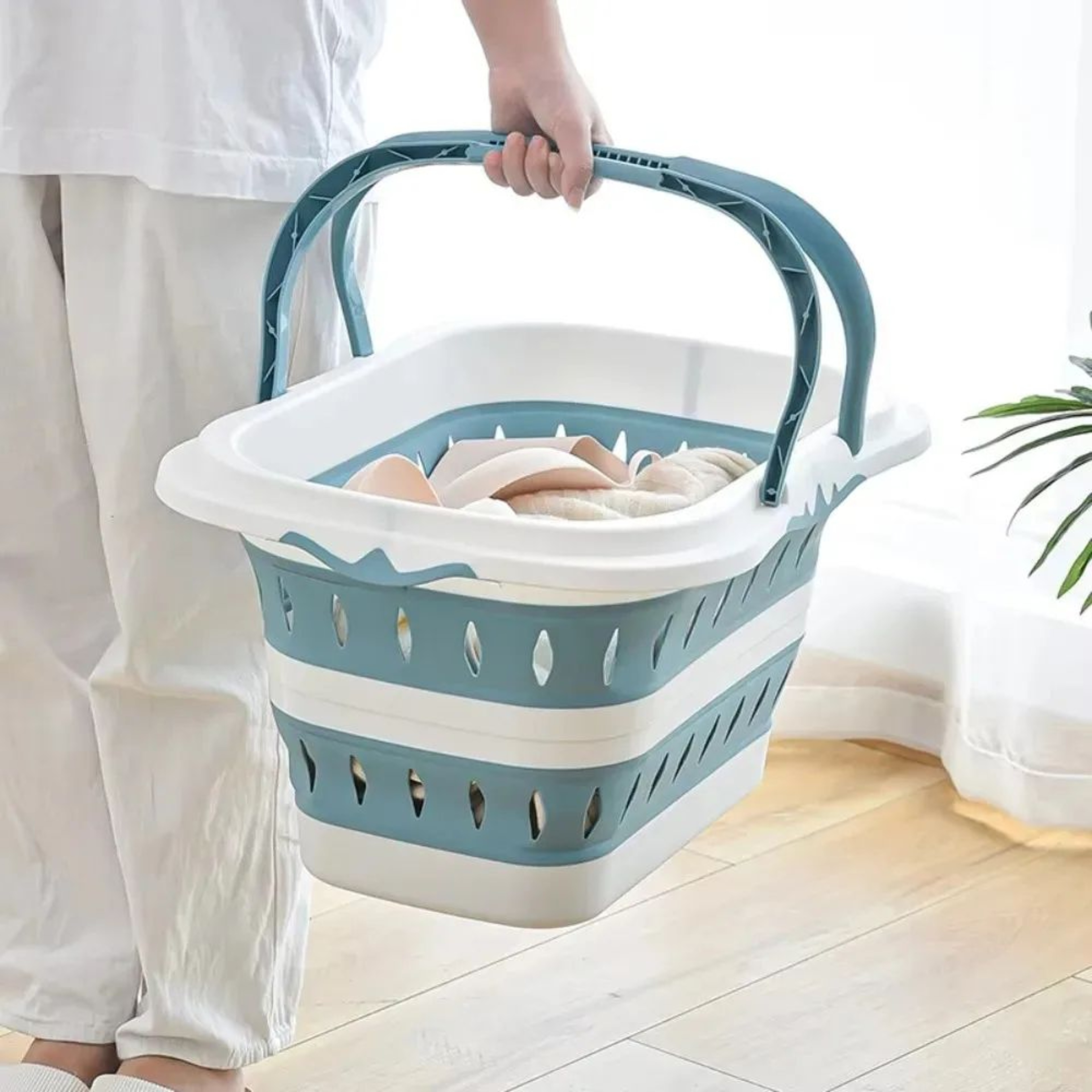WallFlex Foldable Laundry Basket  Wall Mounted PP Dirty Clothes Hamper With Handle 3