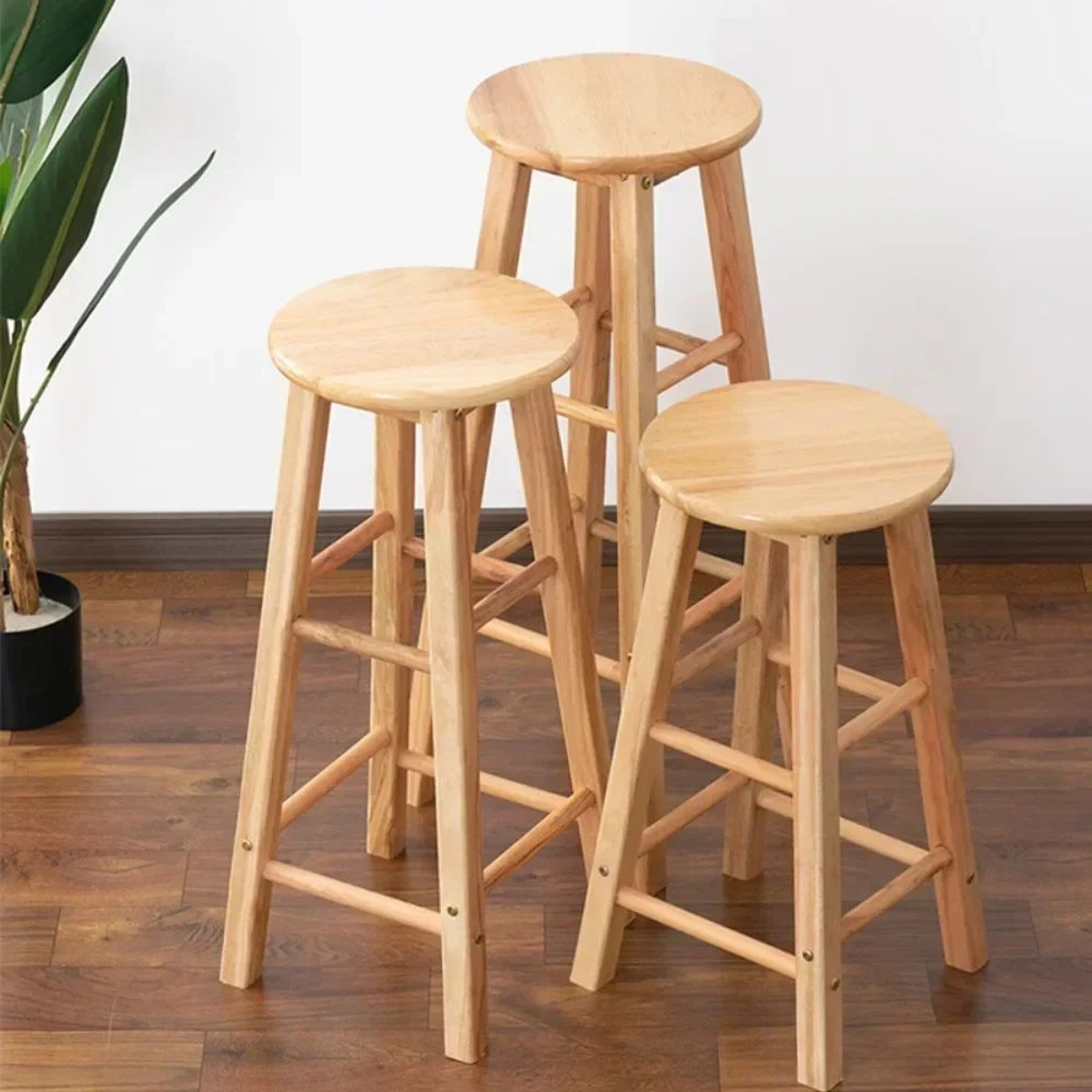 Nordic Solid Wood Bar Stool  Modern Minimalist Backless High Chair For Kitchen  Commercial Spaces 1