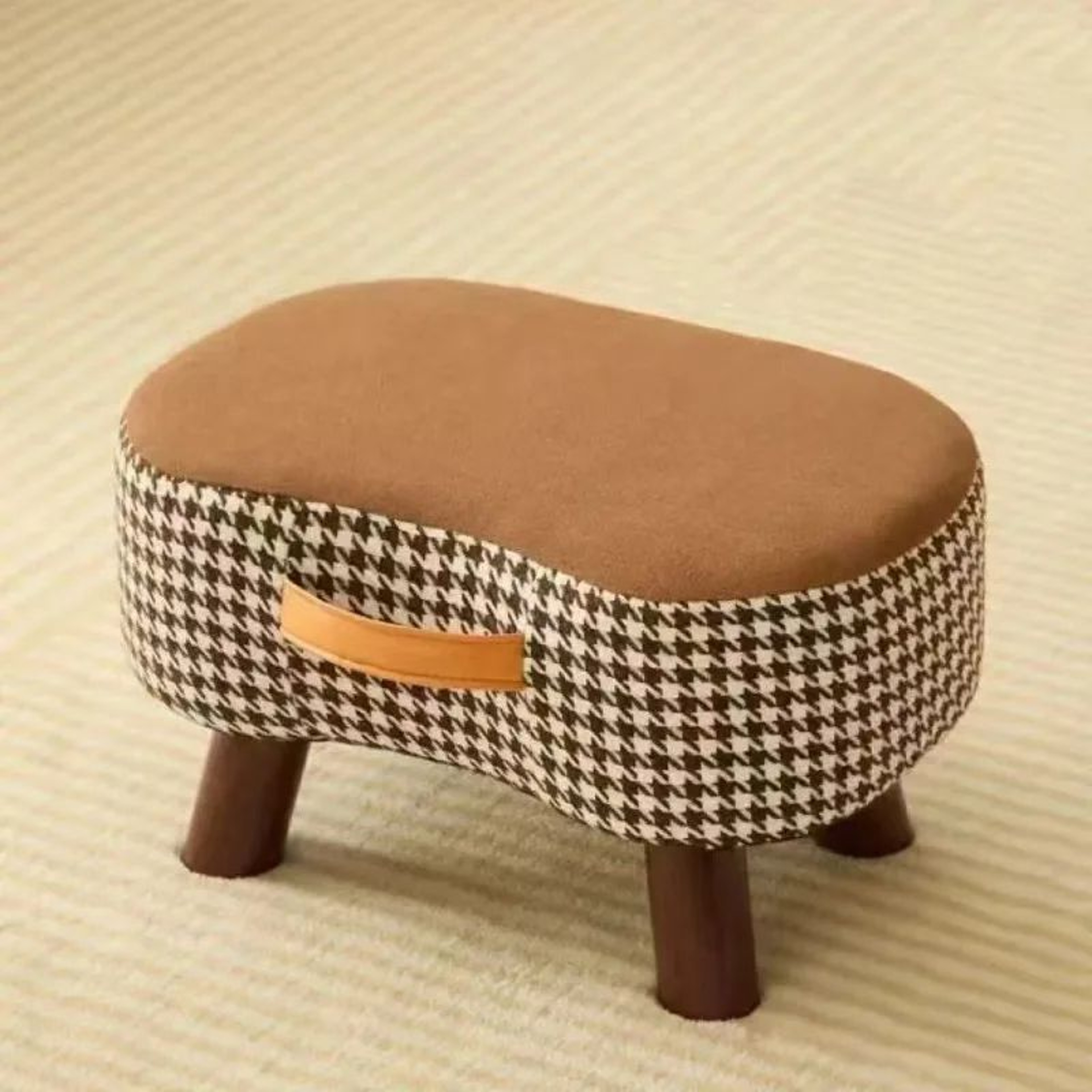 Minimalist Wooden Ottoman Stool  Cushioned Shoe Bench  Living Room Footrest 5