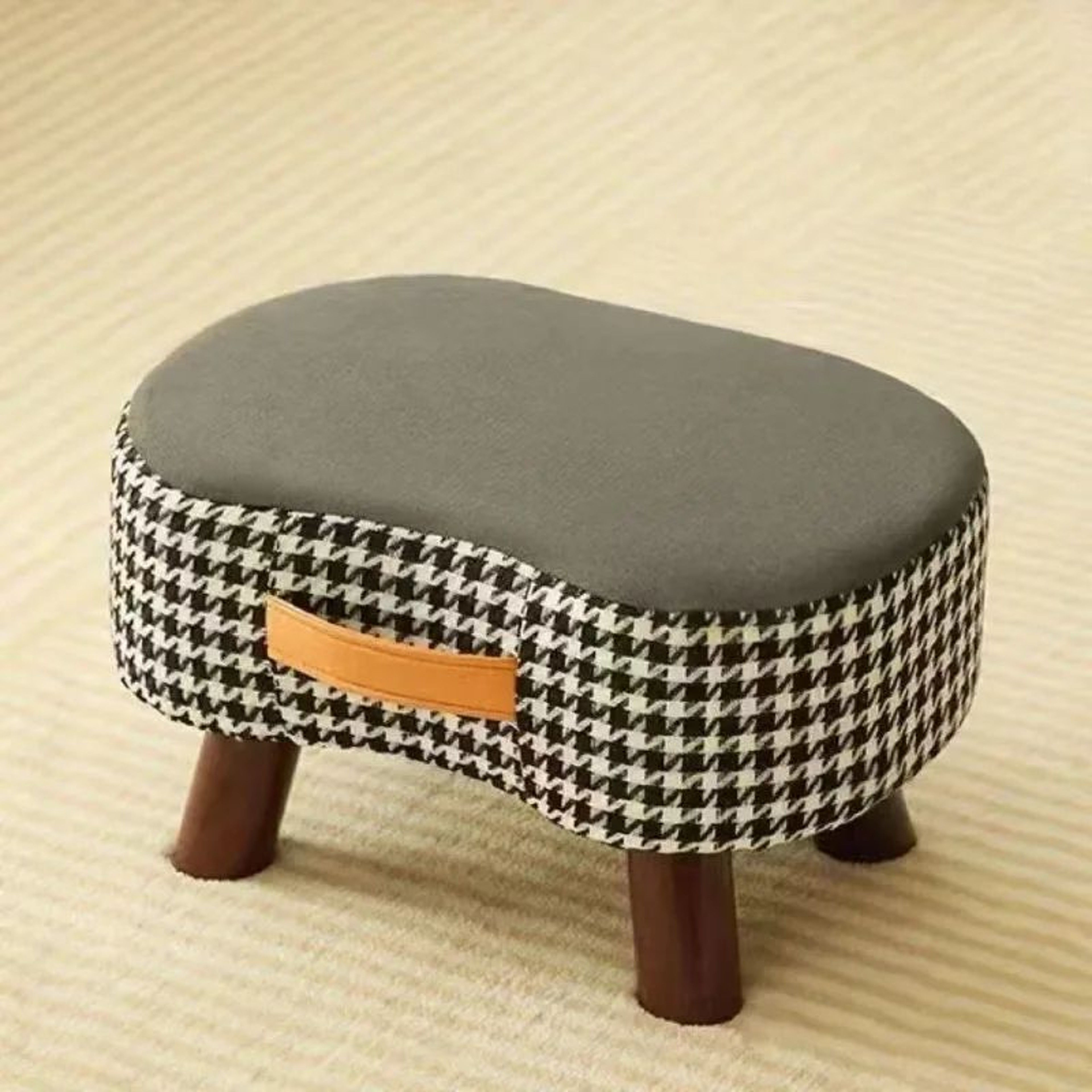 Minimalist Wooden Ottoman Stool  Cushioned Shoe Bench  Living Room Footrest 6