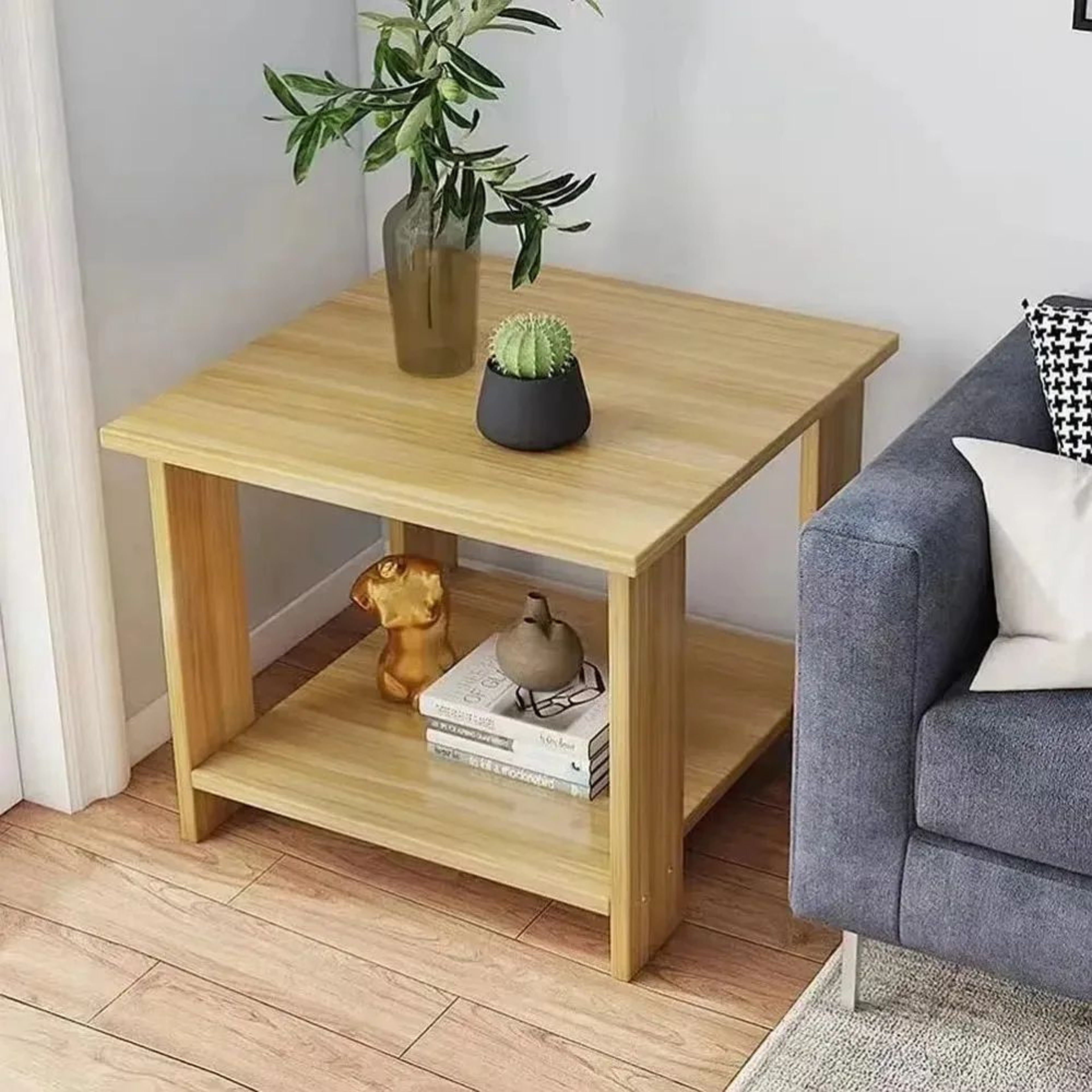 Modern Walnut Bedside Side Table  Minimalist Storage Cabinet For Bedroom  Living Room 2