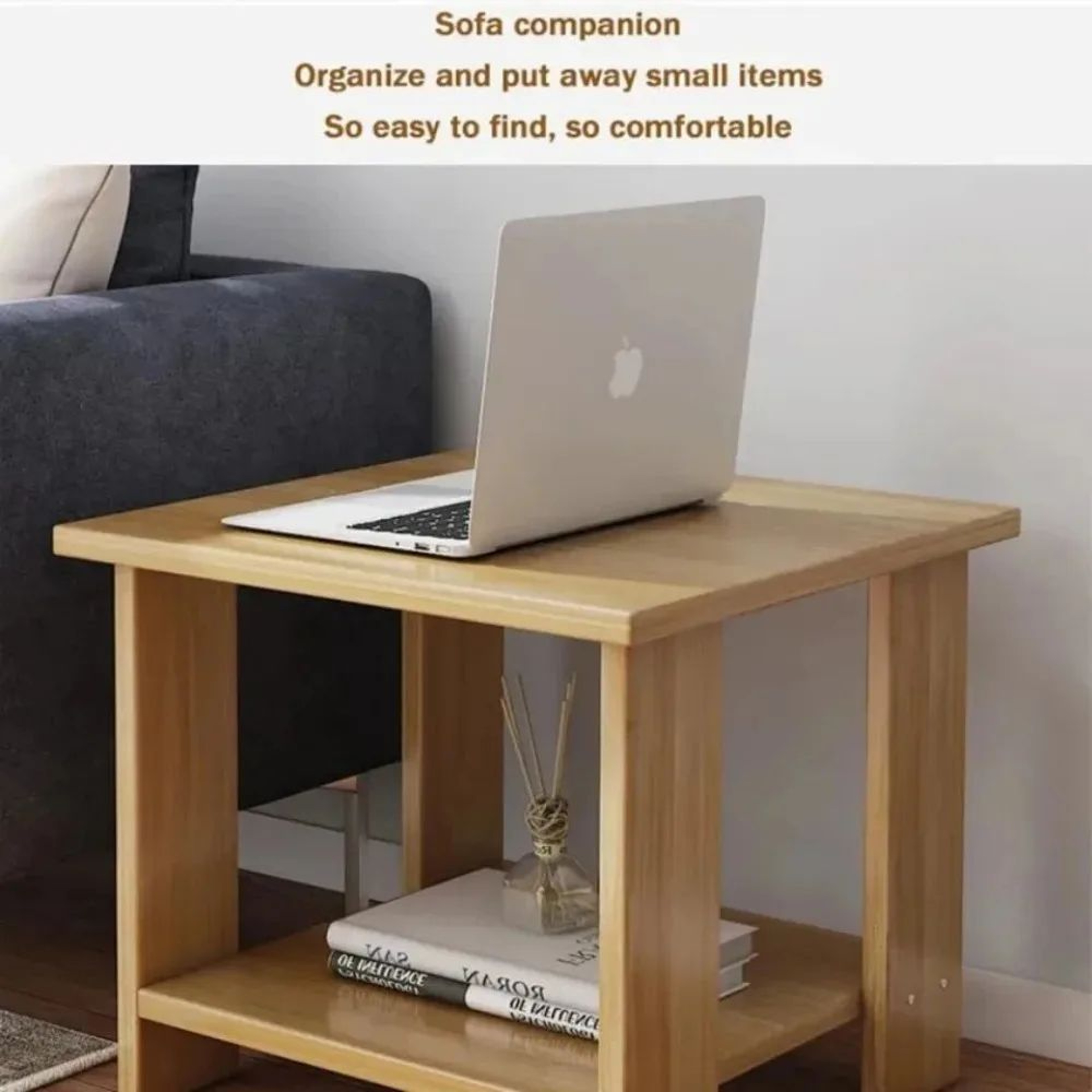 Modern Walnut Bedside Side Table  Minimalist Storage Cabinet For Bedroom  Living Room 4