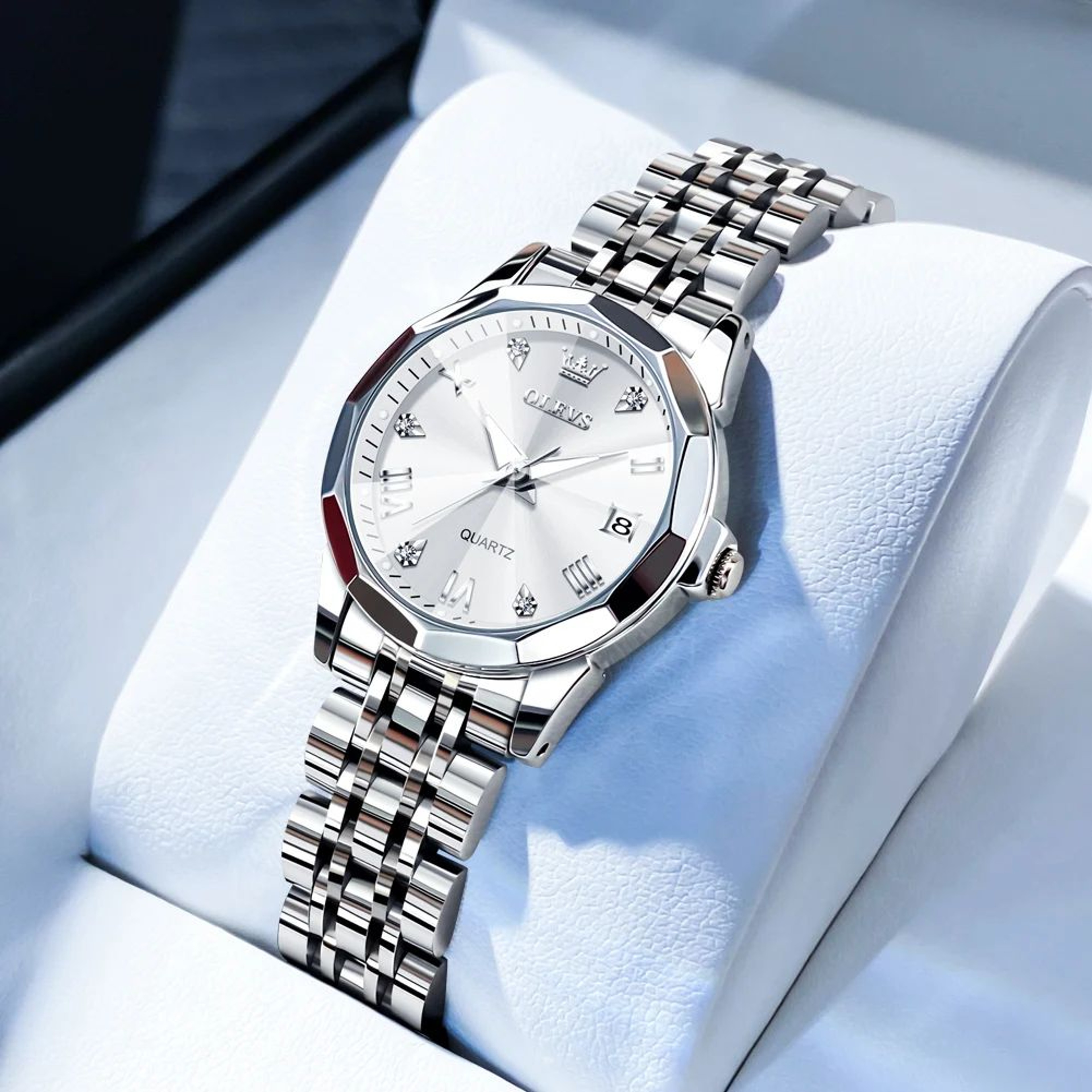 OLEVS Elegant Golden Womens Quartz Watch  Waterproof Stainless Steel Luxury Ladies Wristwatch 12