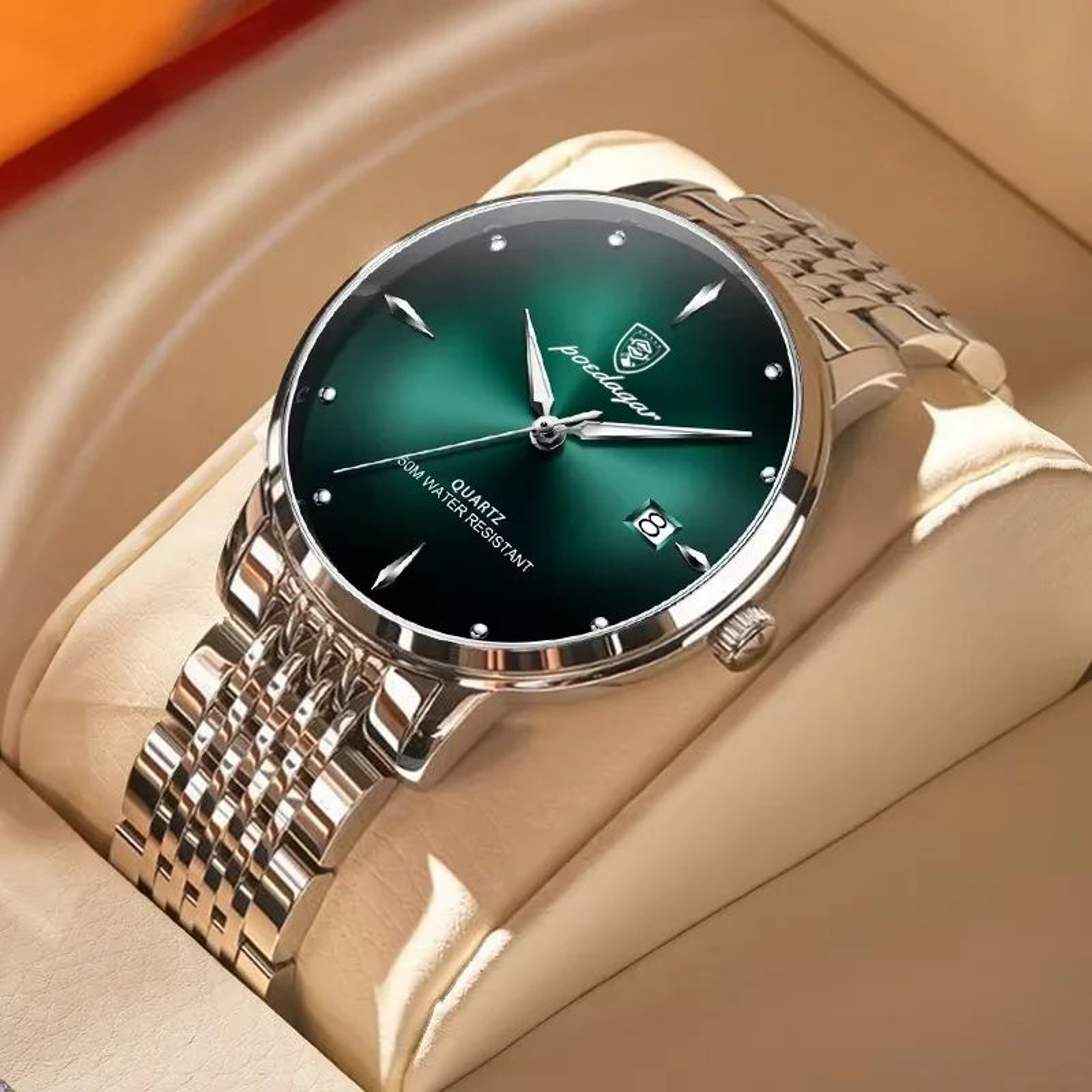 POEDAGAR Smart Casual Waterproof Stainless Steel Mens Quartz Watch 6
