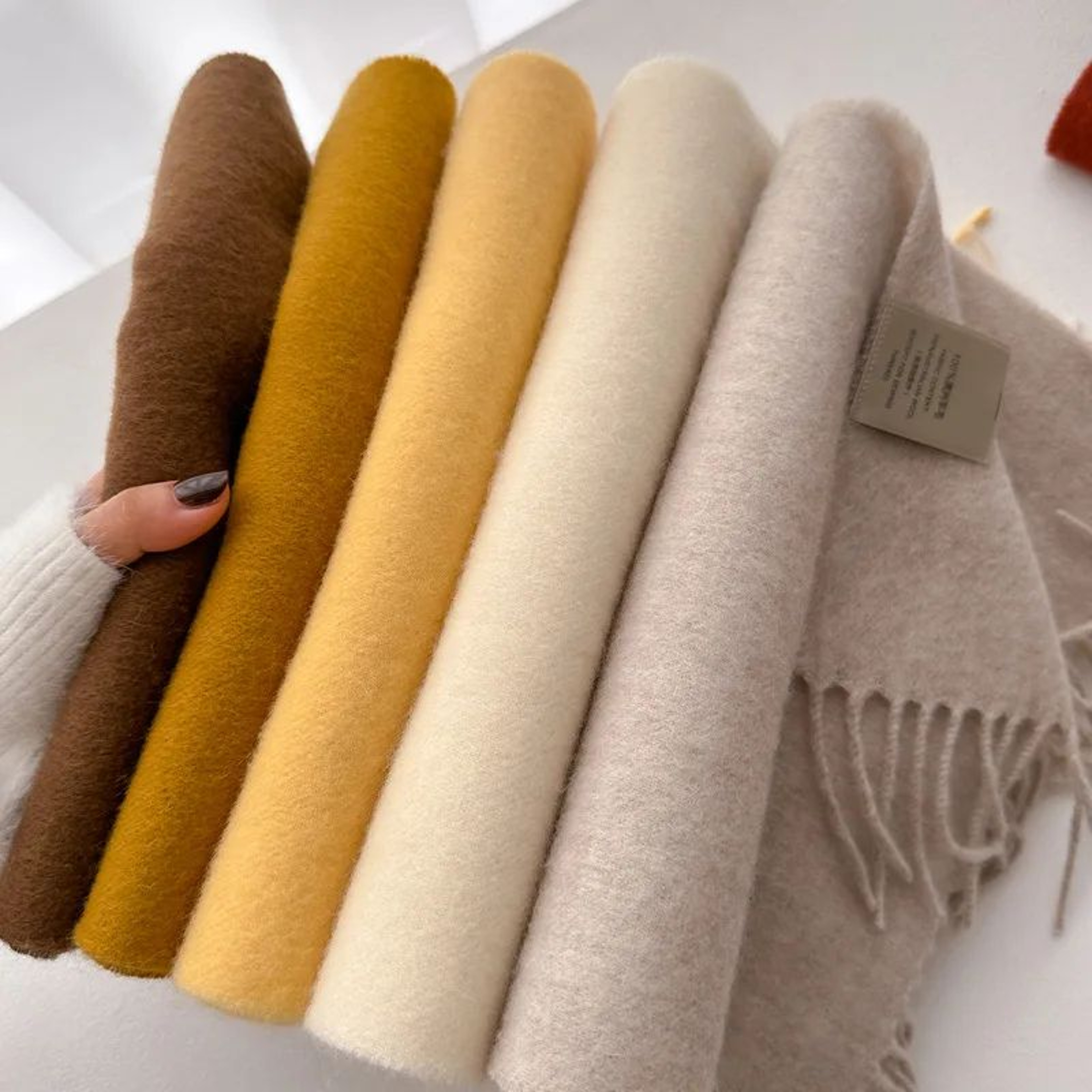 Premium 100 Wool Winter Narrow Scarf  28 Solid Colors Unisex Warm  ColdProof Wrap 2