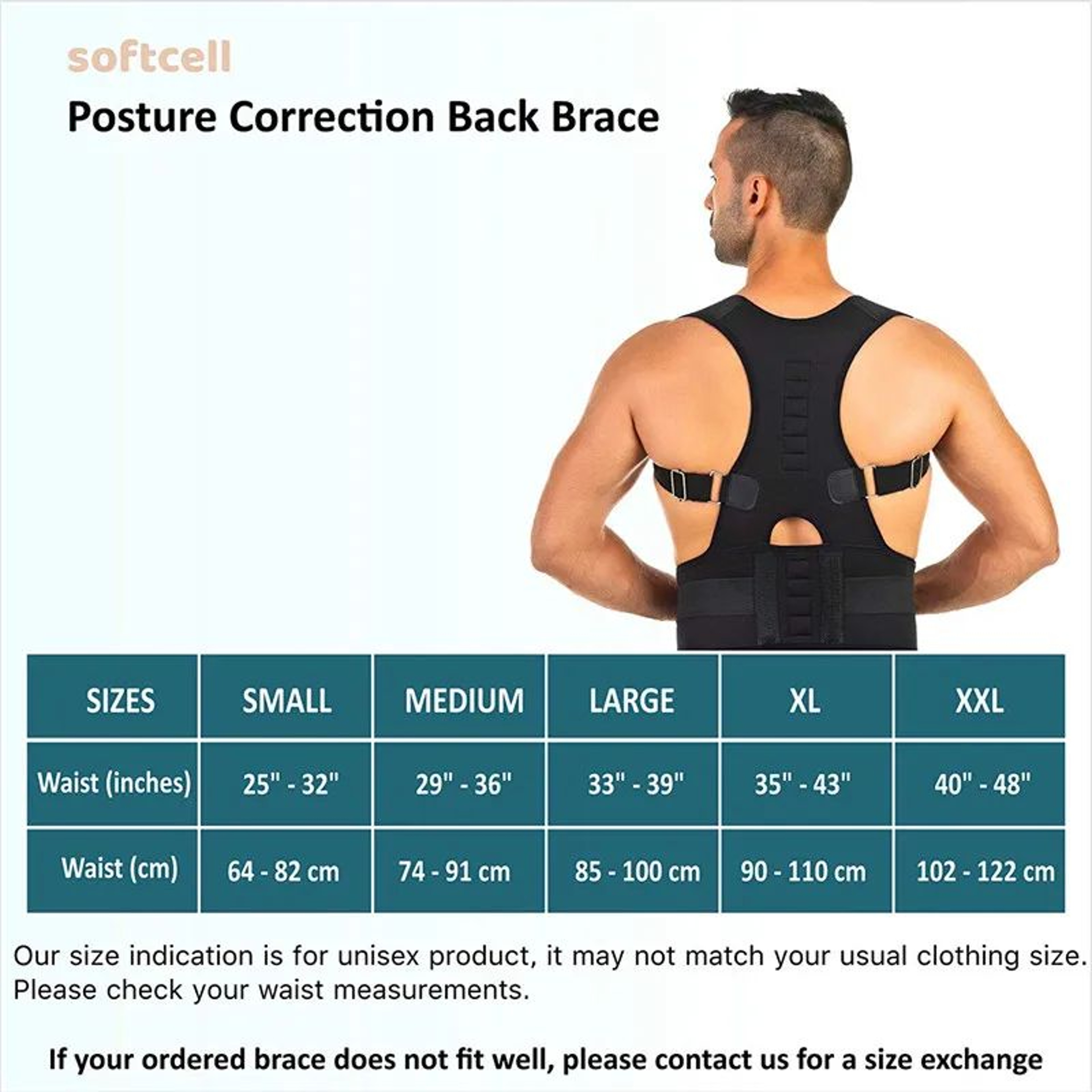 Magnetic Therapy Posture Corrector Belt  Adjustable Shoulder  Back Support Brace 4