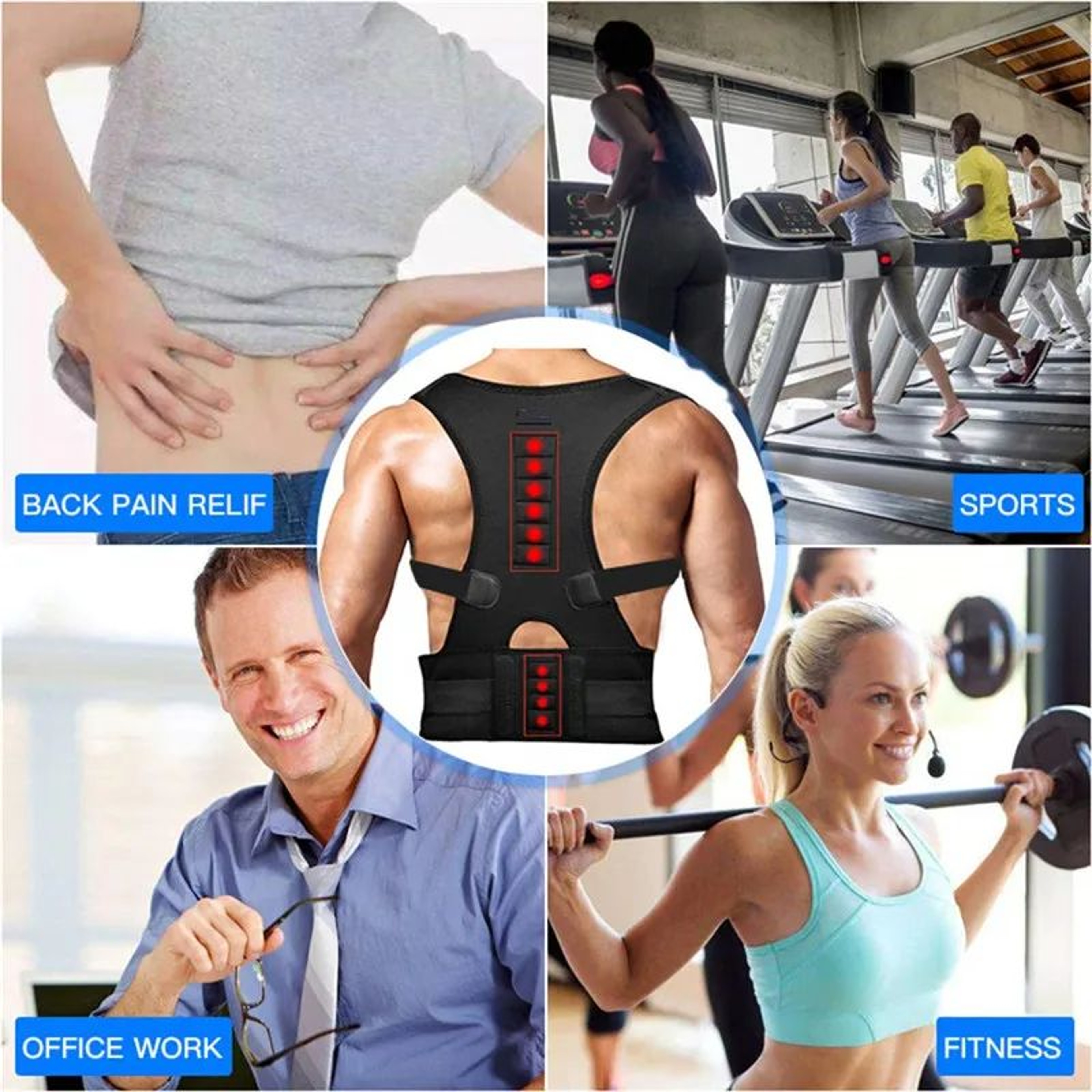Magnetic Therapy Posture Corrector Belt  Adjustable Shoulder  Back Support Brace 5