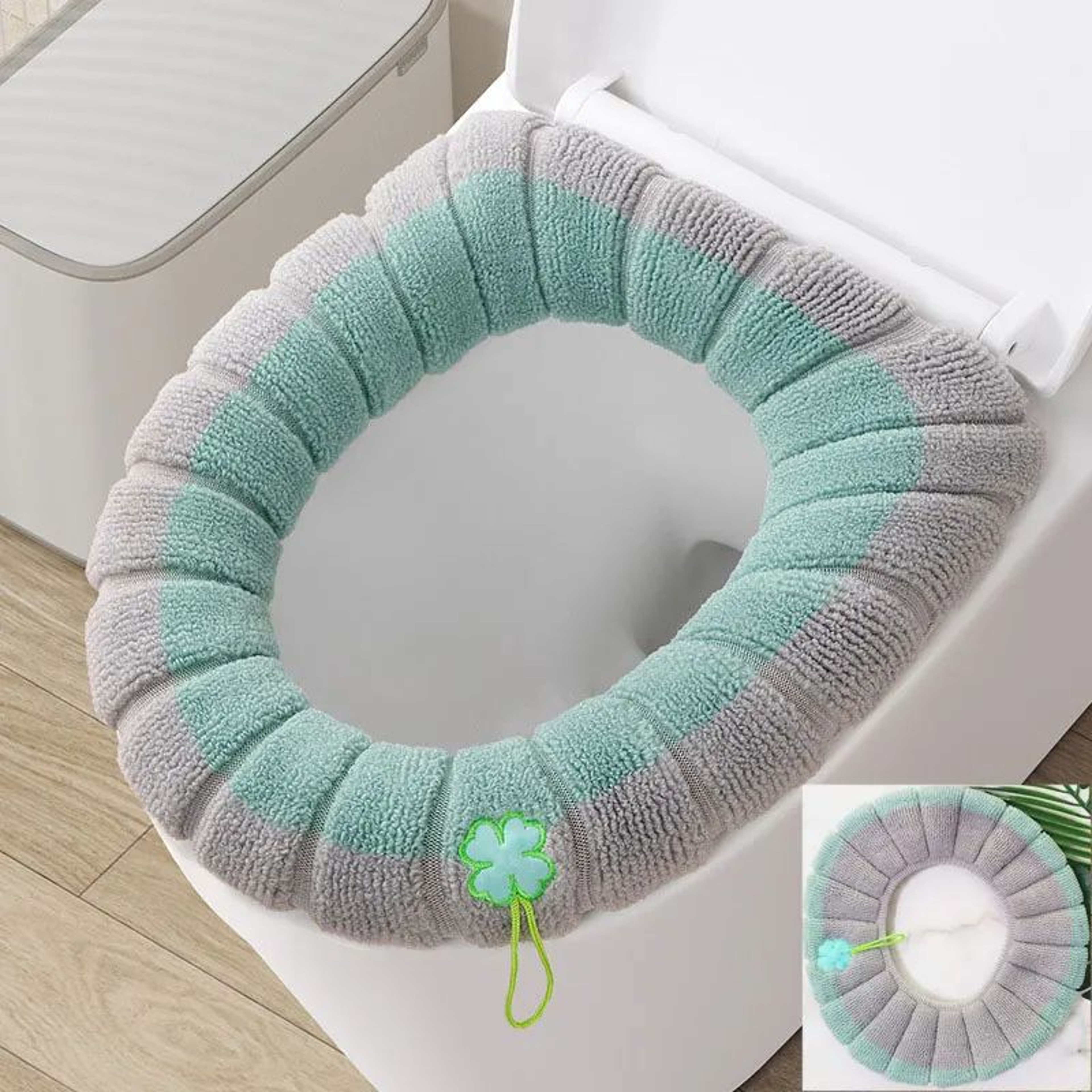 Winter Warm Toilet Seat Cover Cushion  Thick Soft Washable Bathroom Closestool Pad With Handle 8