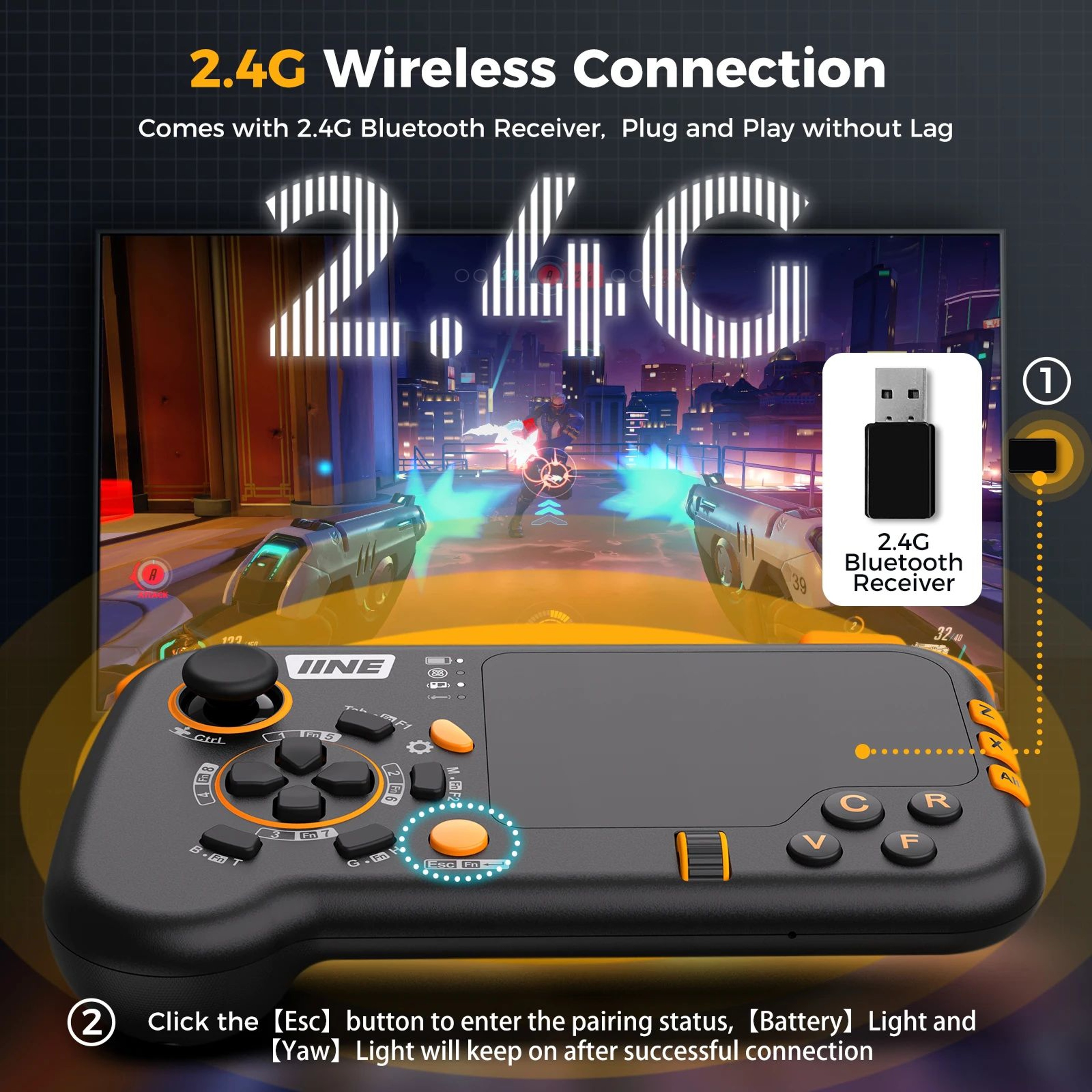 IINE AirTouch Wireless Keyboard  Mouse Gamepad  24G Touchpad Controller Combo For PC 3