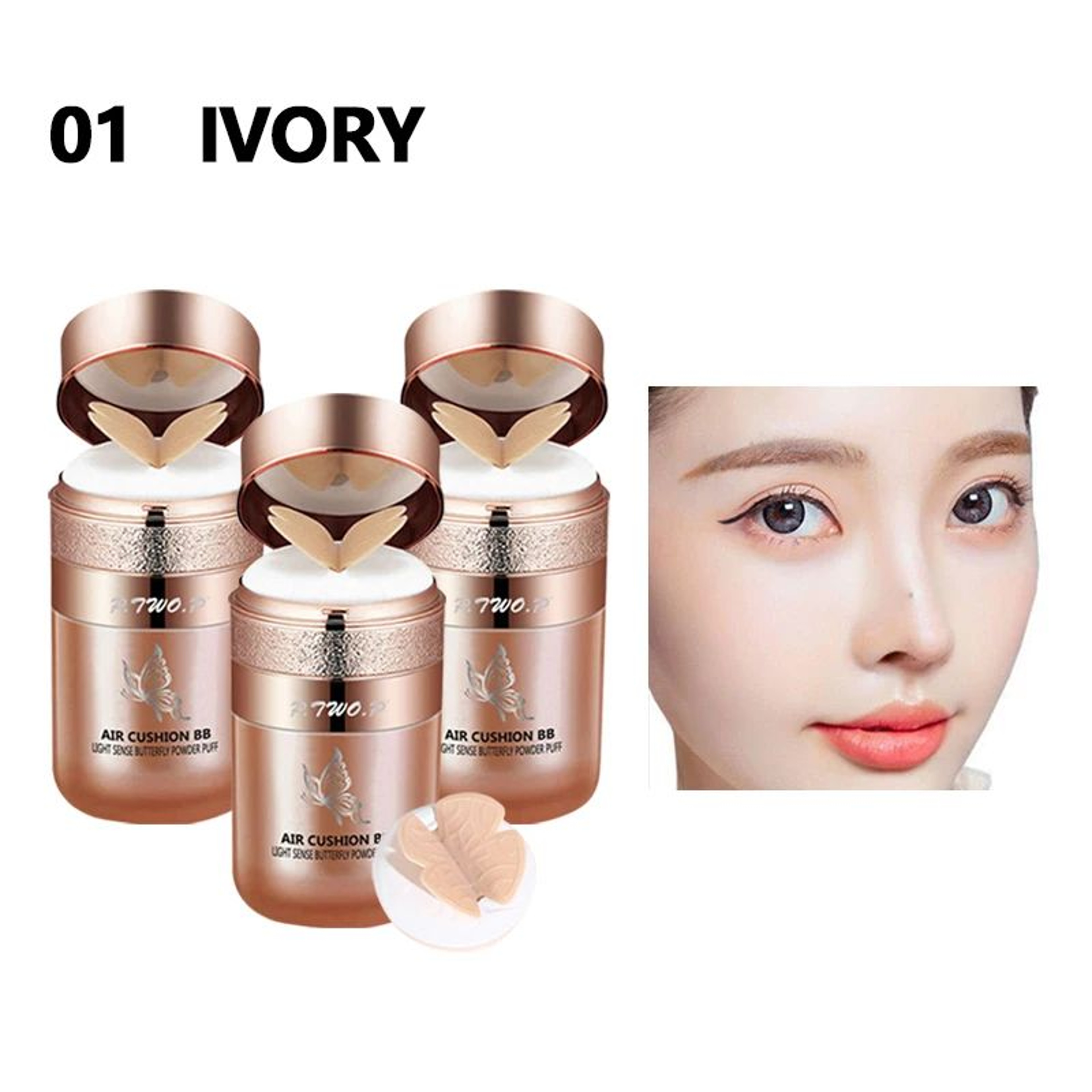 Air Cushion BB Cream With Butterfly Powder Puff  Moisturizing Waterproof OilControl Foundation 7