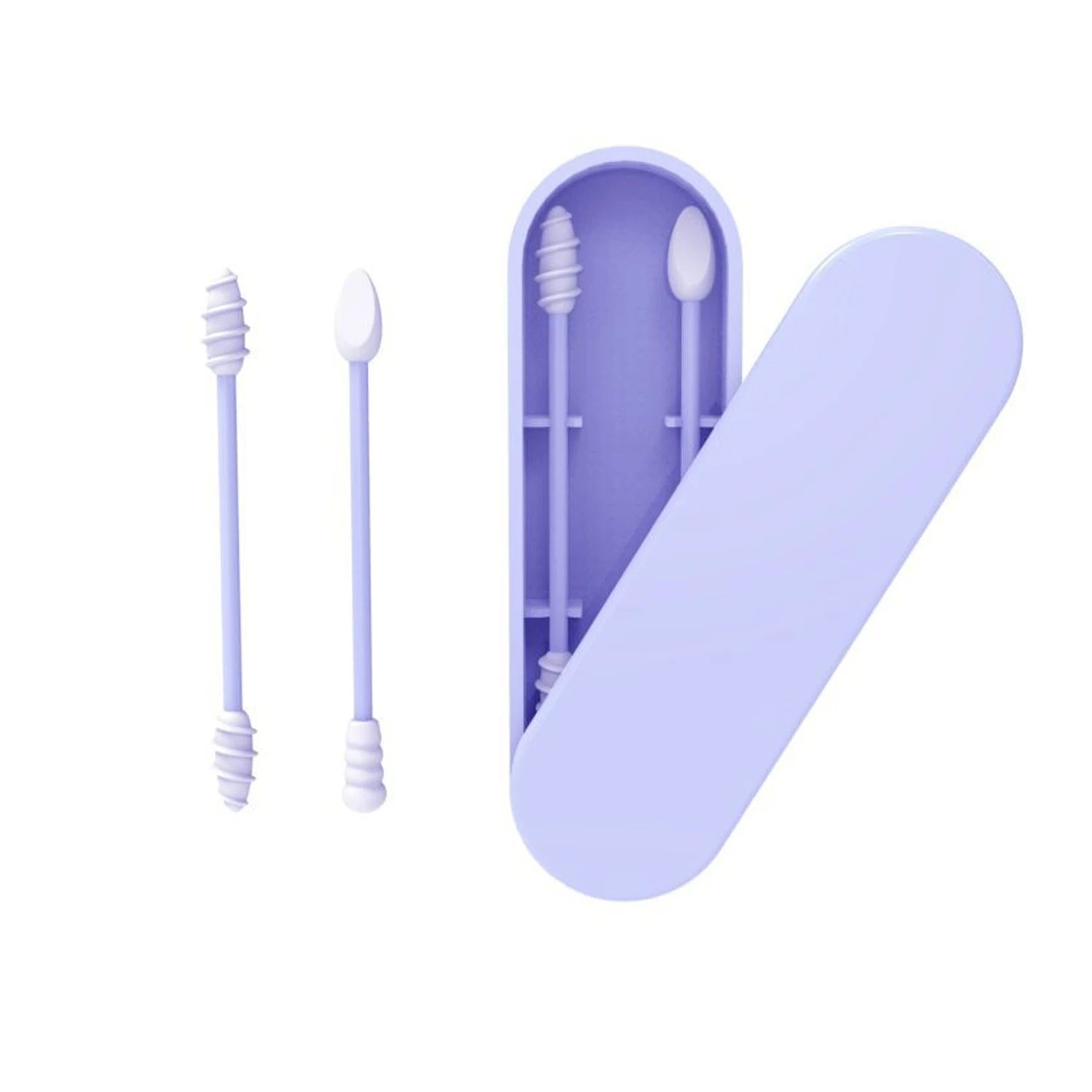 Reusable Silicone Ear Swabs With Travel Case  DoubleHeaded Cleaning  Makeup Correction Buds 6
