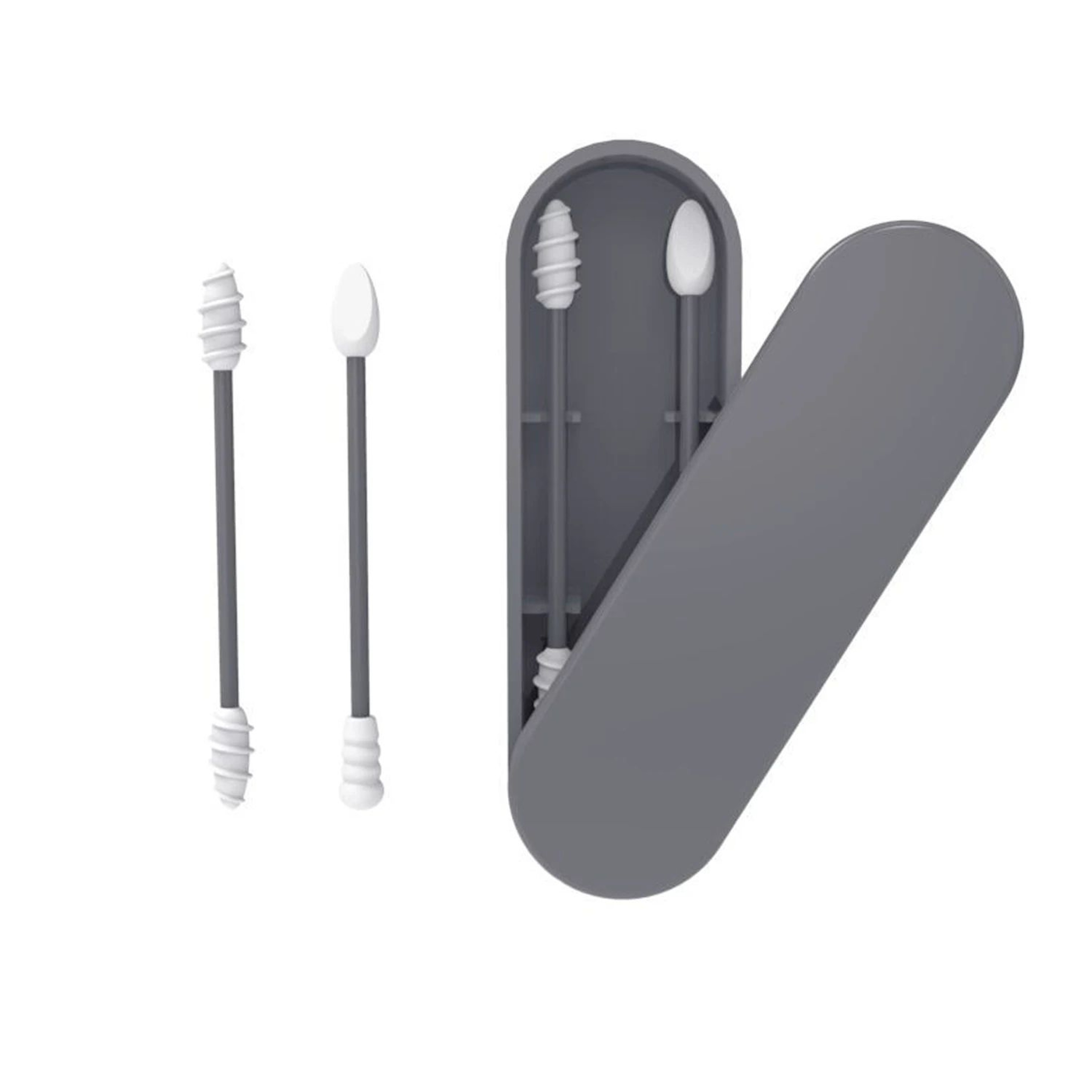 Reusable Silicone Ear Swabs With Travel Case  DoubleHeaded Cleaning  Makeup Correction Buds 8
