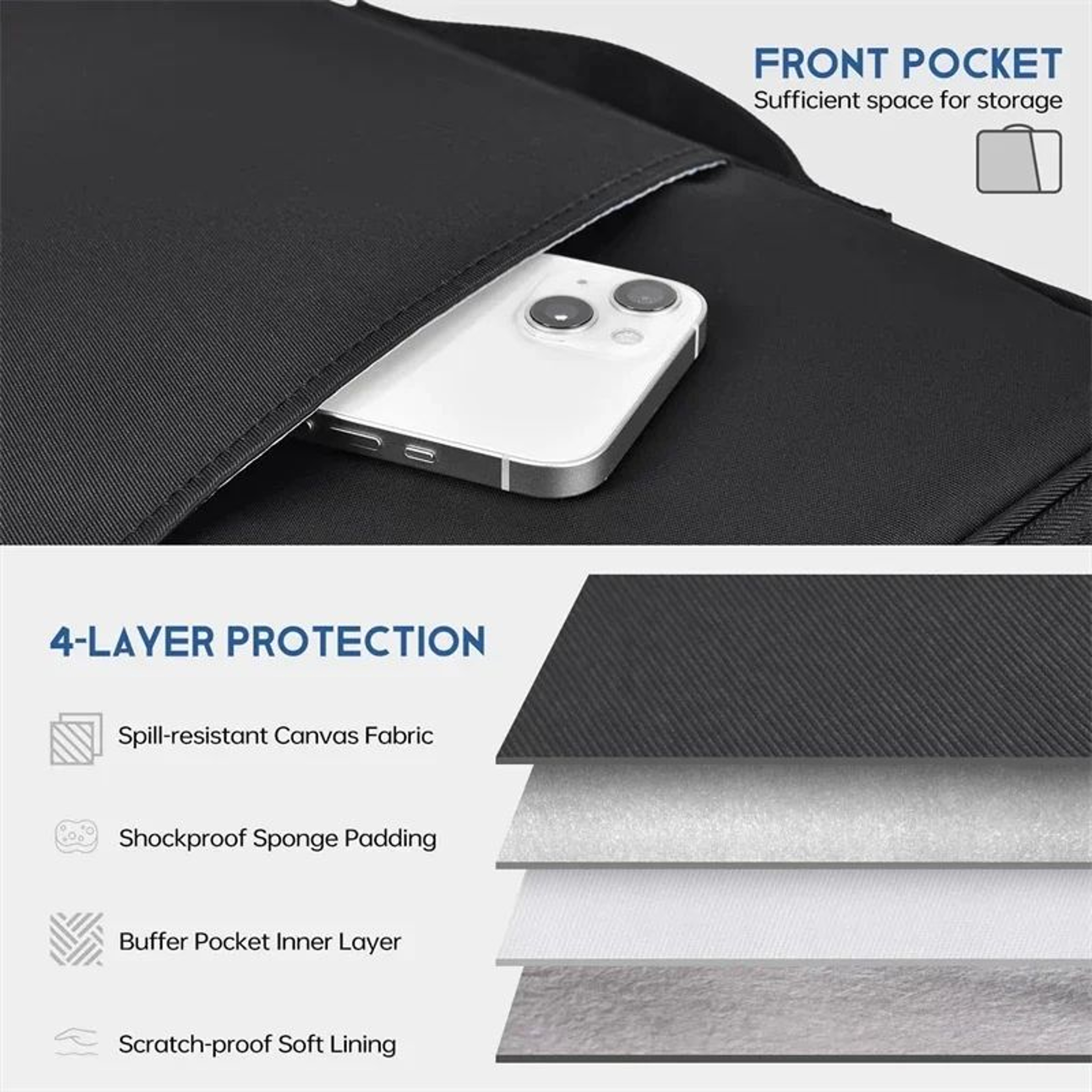 Portable Shockproof Laptop Sleeve With Handle  Protective Case For MacBook Air  Pro 4