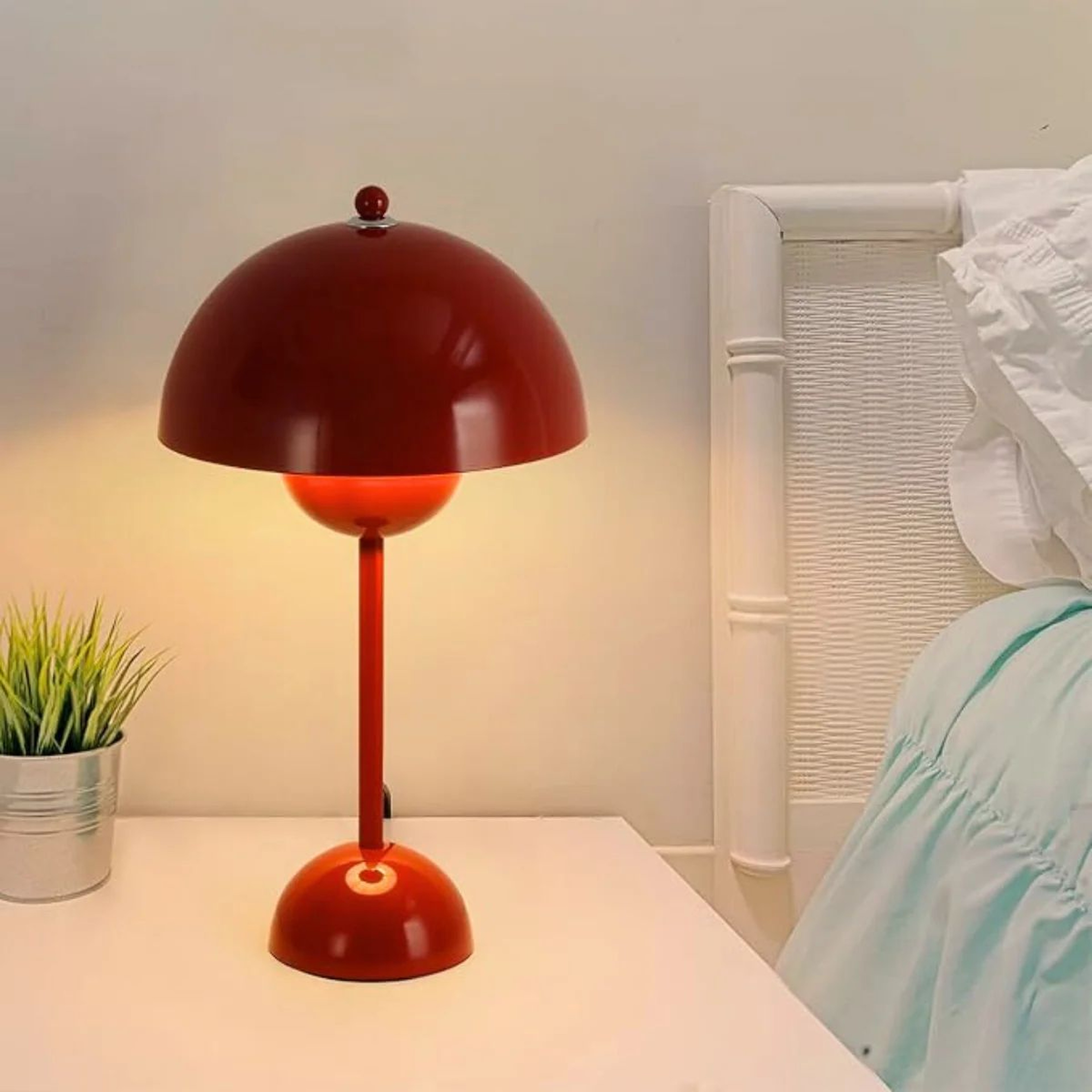 USB Rechargeable LED Flower Bud Touch Lamp  3Color Dimmable Bedside Table Light 8