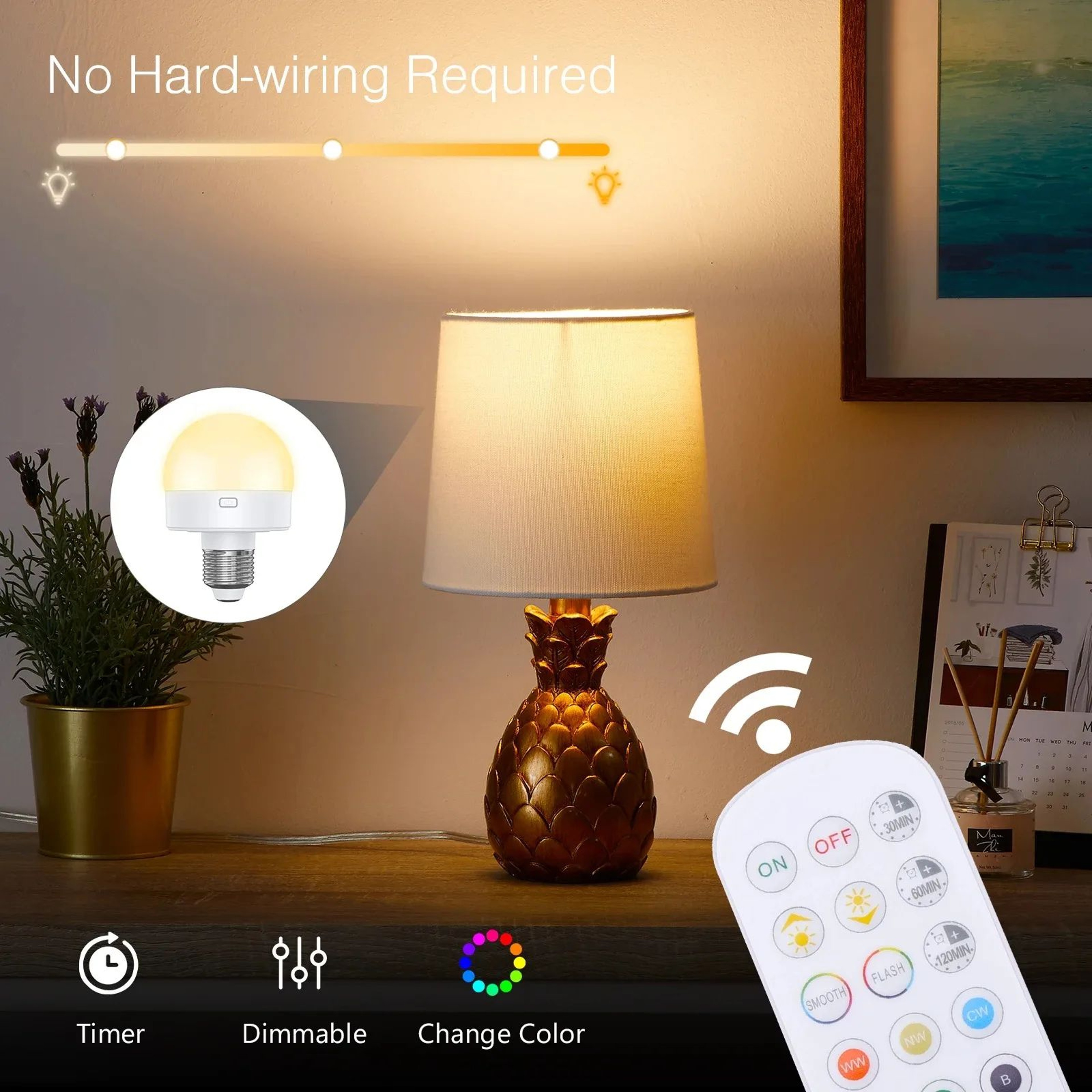 GGbingo Rechargeable LED Light Bulb With Remote  Dimmable RGB Color Changing Emergency Lamp 5
