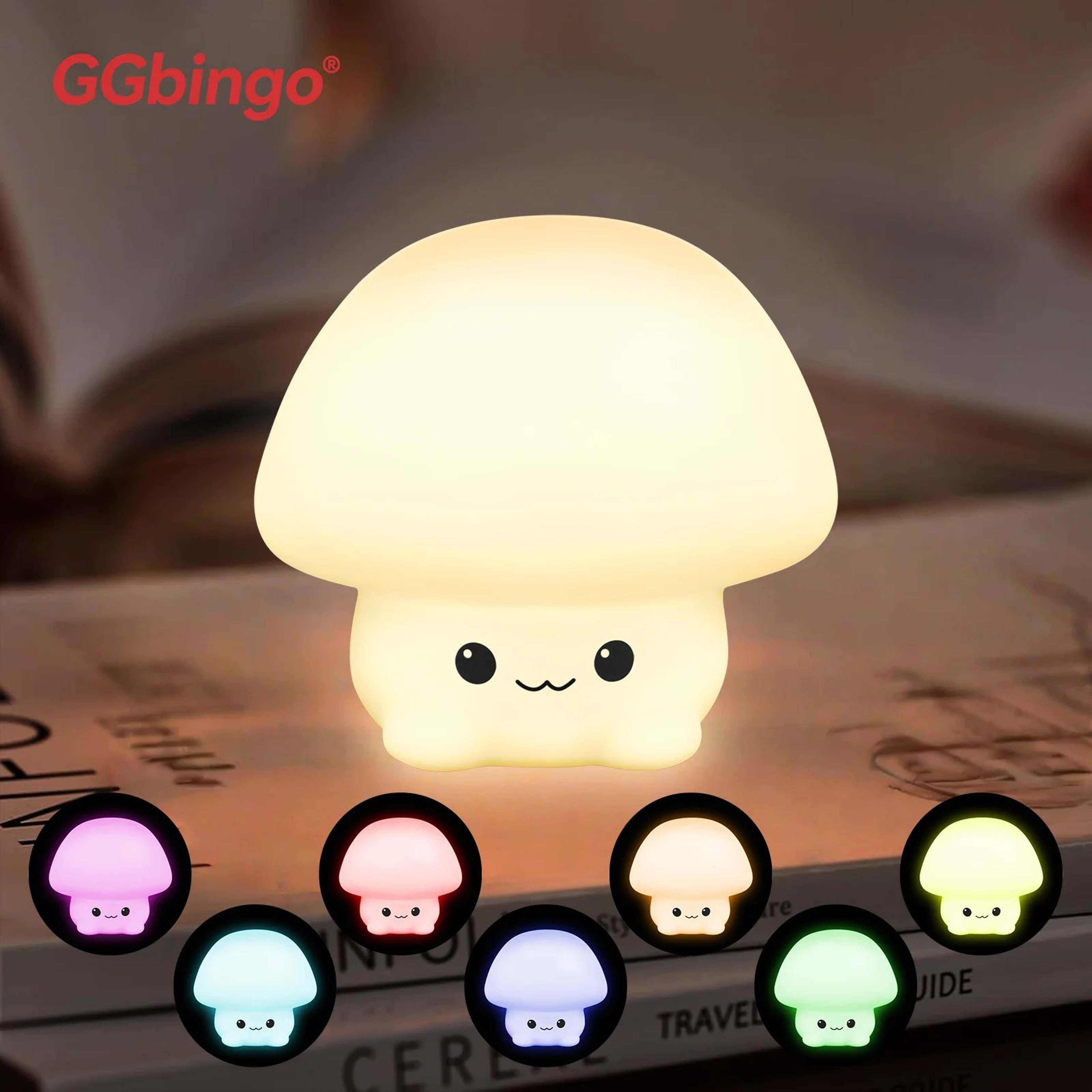 Cute Pear Silicone LED Night Light  7 Color Touch Dimmable Rechargeable Bedside Lamp 11