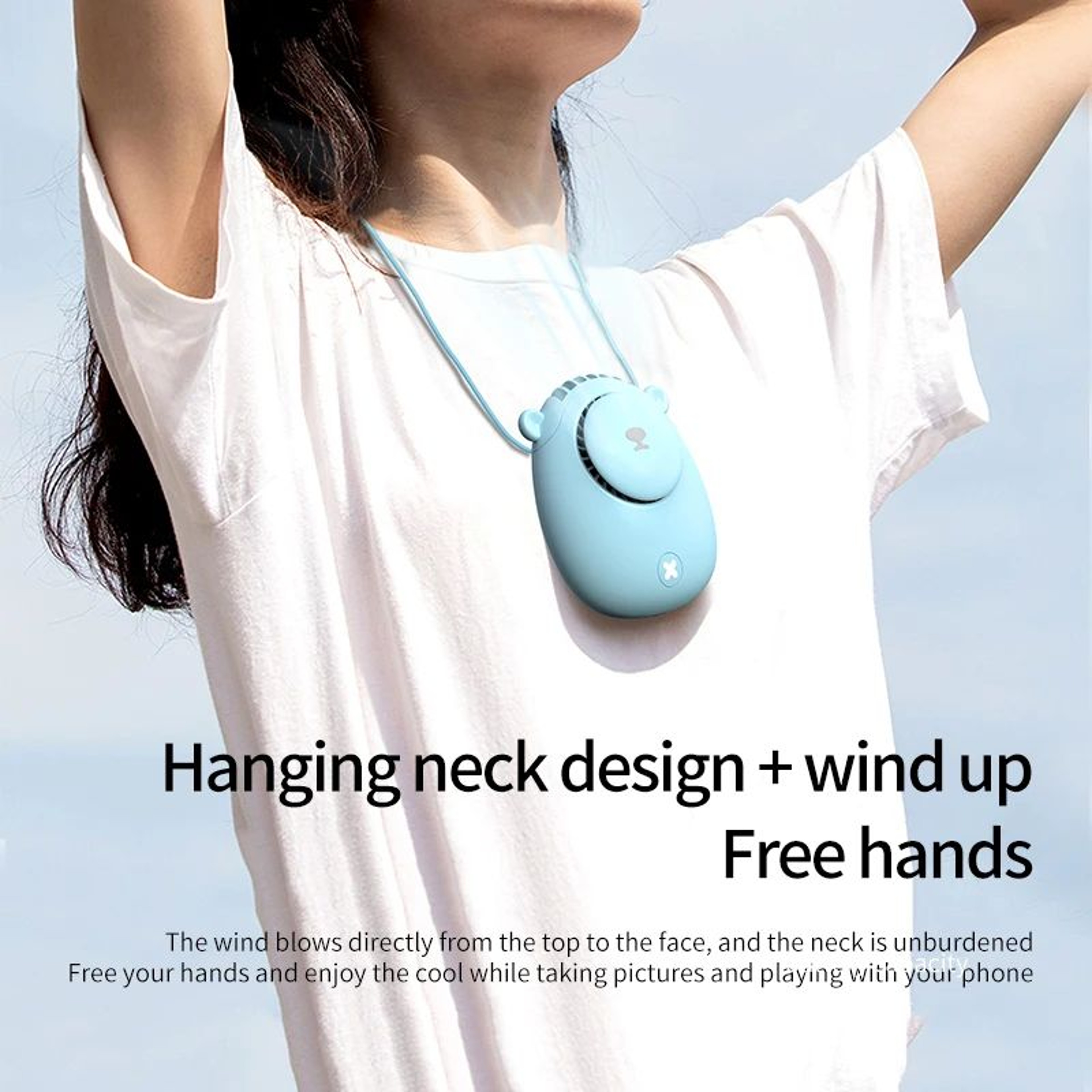 Rechargeable Portable Neck Fan  3 Speed Handheld Personal Cooling Fan For Travel  Outdoor Use 5