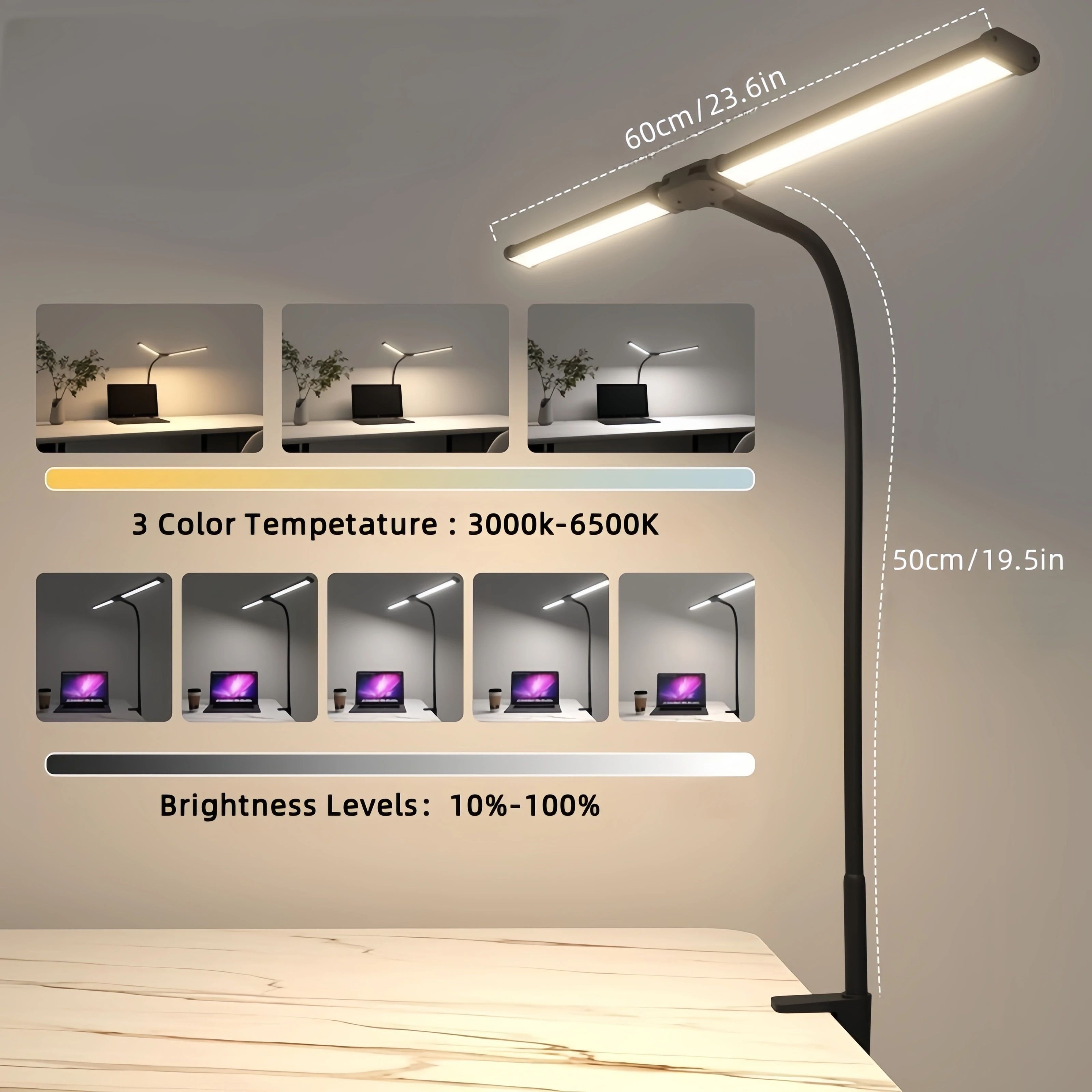 Dual Head LED Desk Lamp With Remote  Dimmable Architect Monitor Light For Office  Reading 2