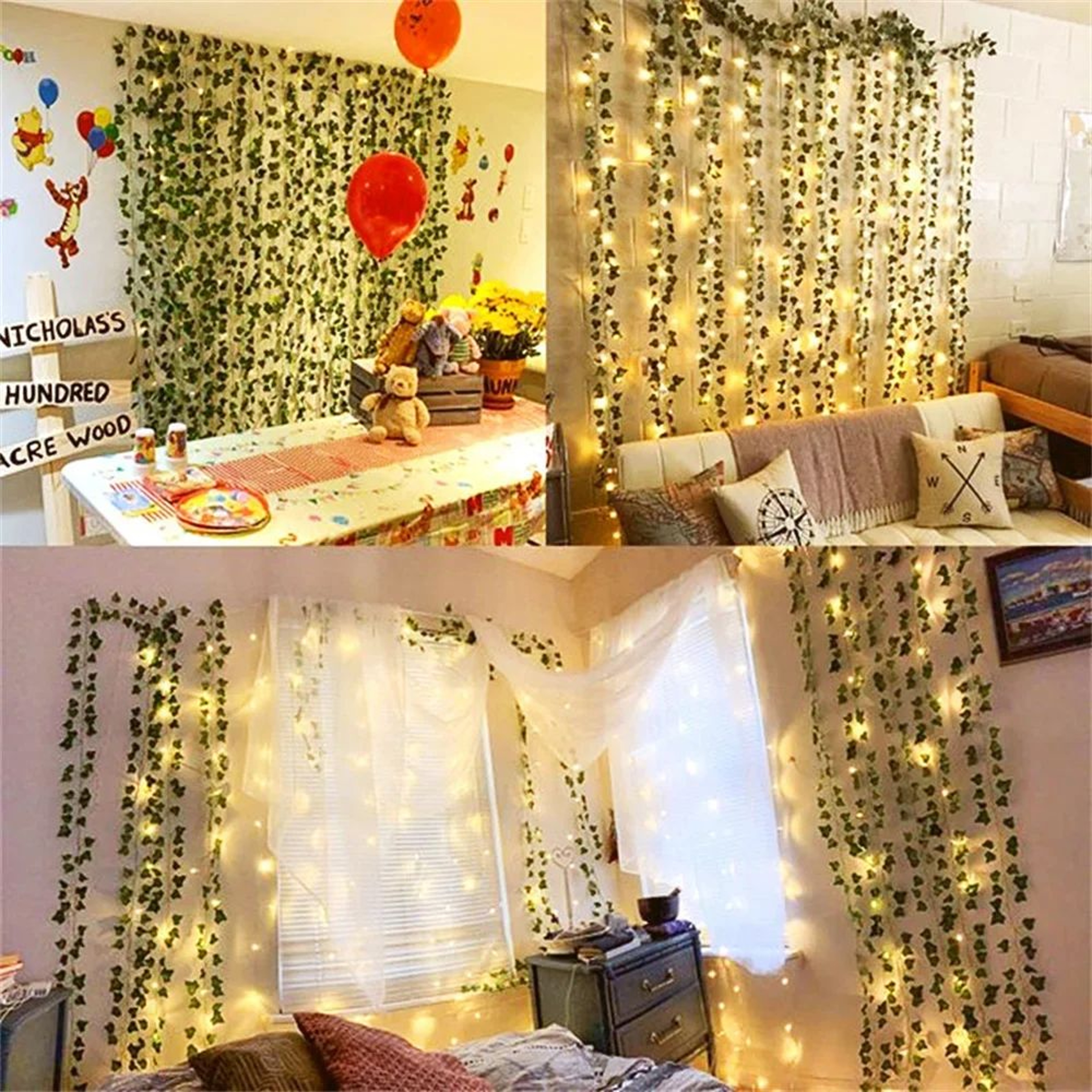 LED Ivy Leaf String Lights  Battery Powered Artificial Green Vine Fairy Lights For Room Decor 1