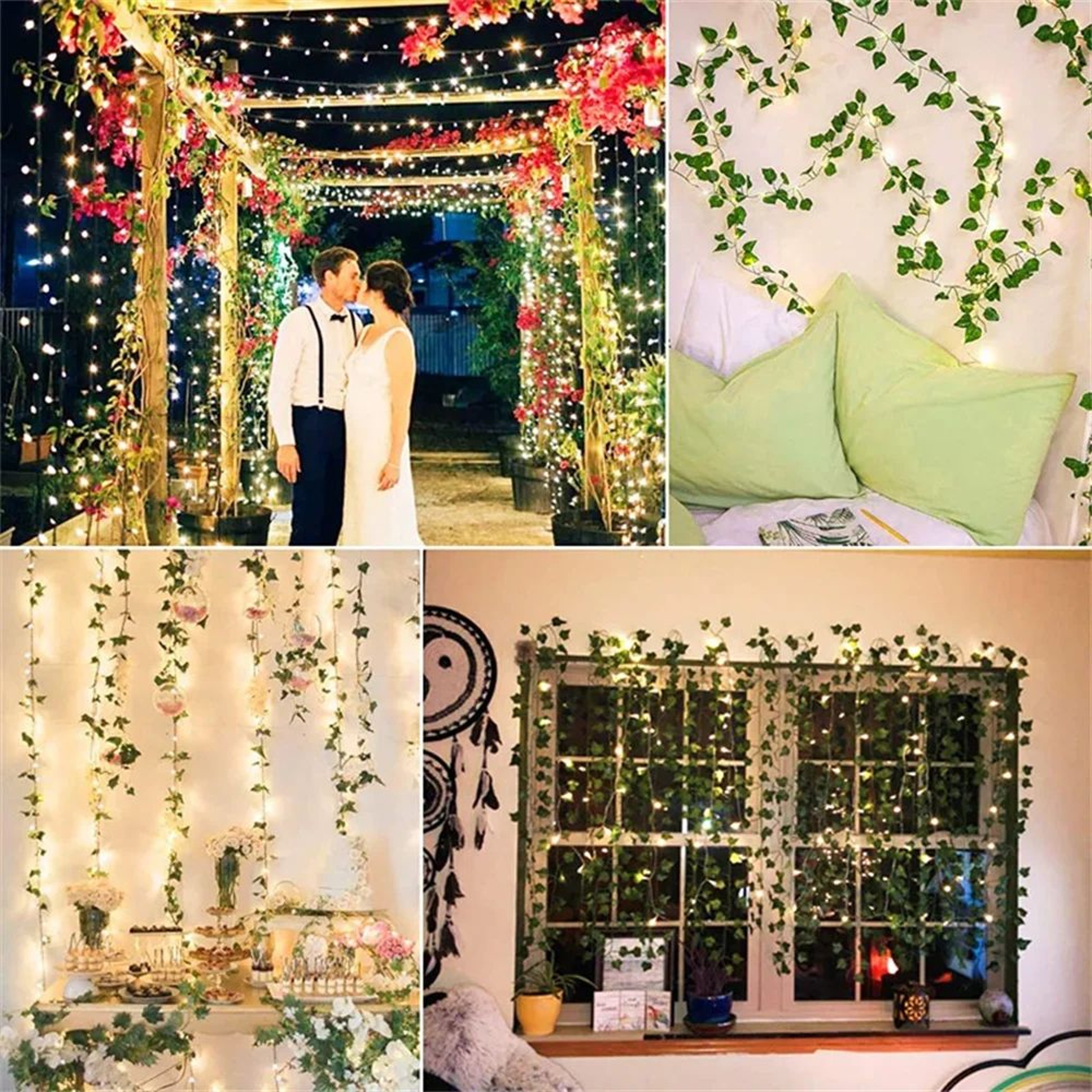 LED Ivy Leaf String Lights  Battery Powered Artificial Green Vine Fairy Lights For Room Decor 3