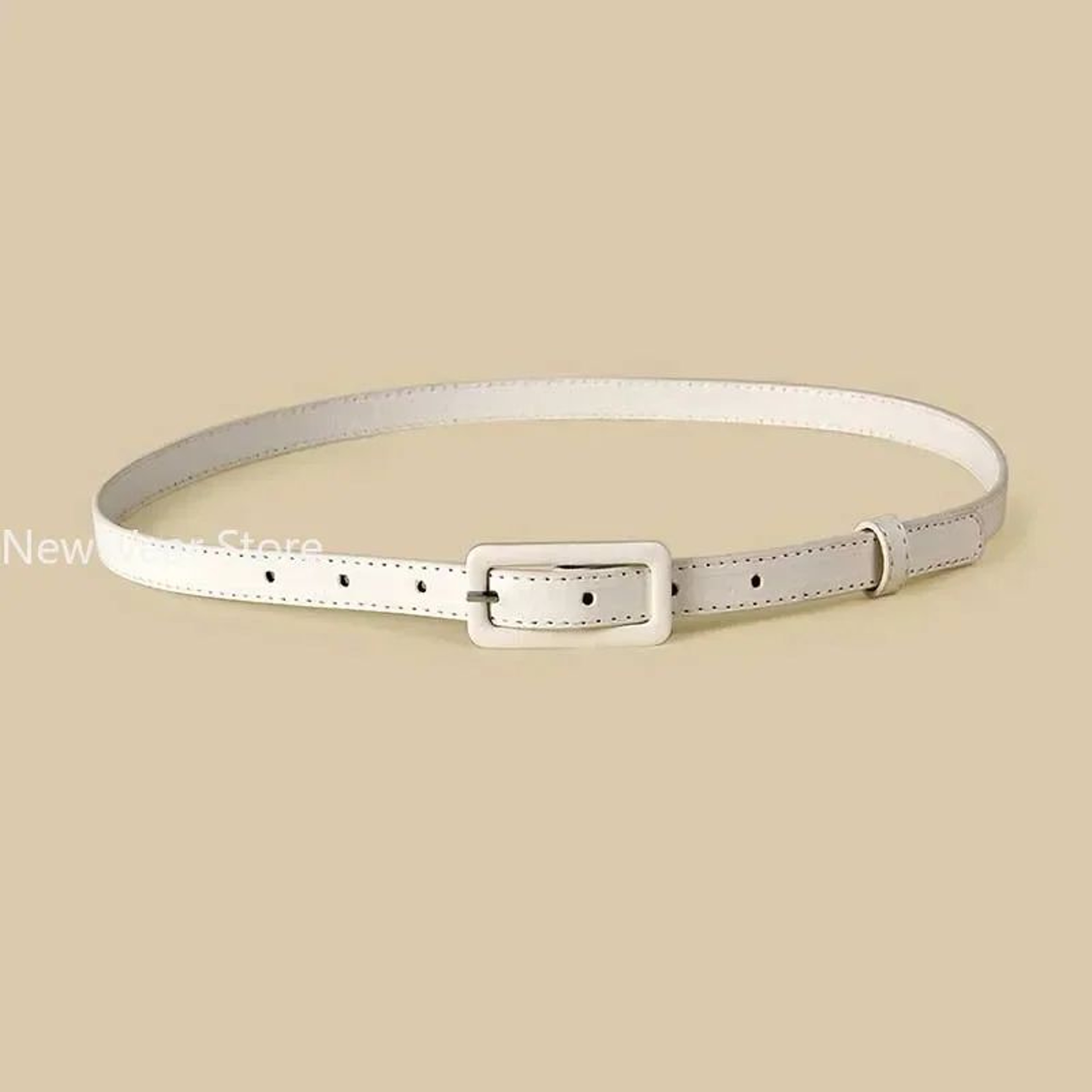 Womens Skinny PU Leather Belt With Vintage Buckle  Thin Dress Waist Belt For Ladies 9
