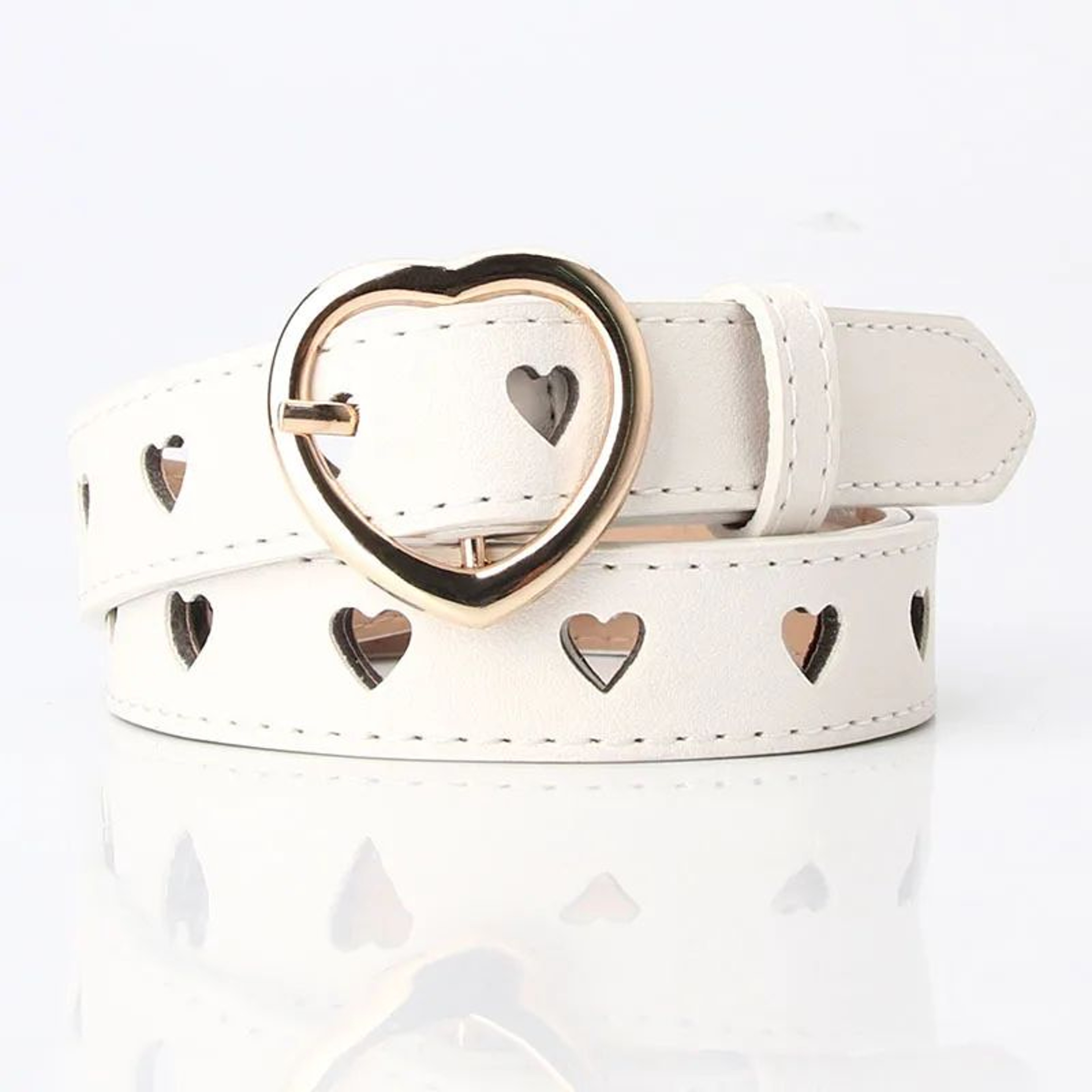 Womens Heart Buckle Pin Belt  Stylish Versatile Waist Belt For Jeans  Dresses 3