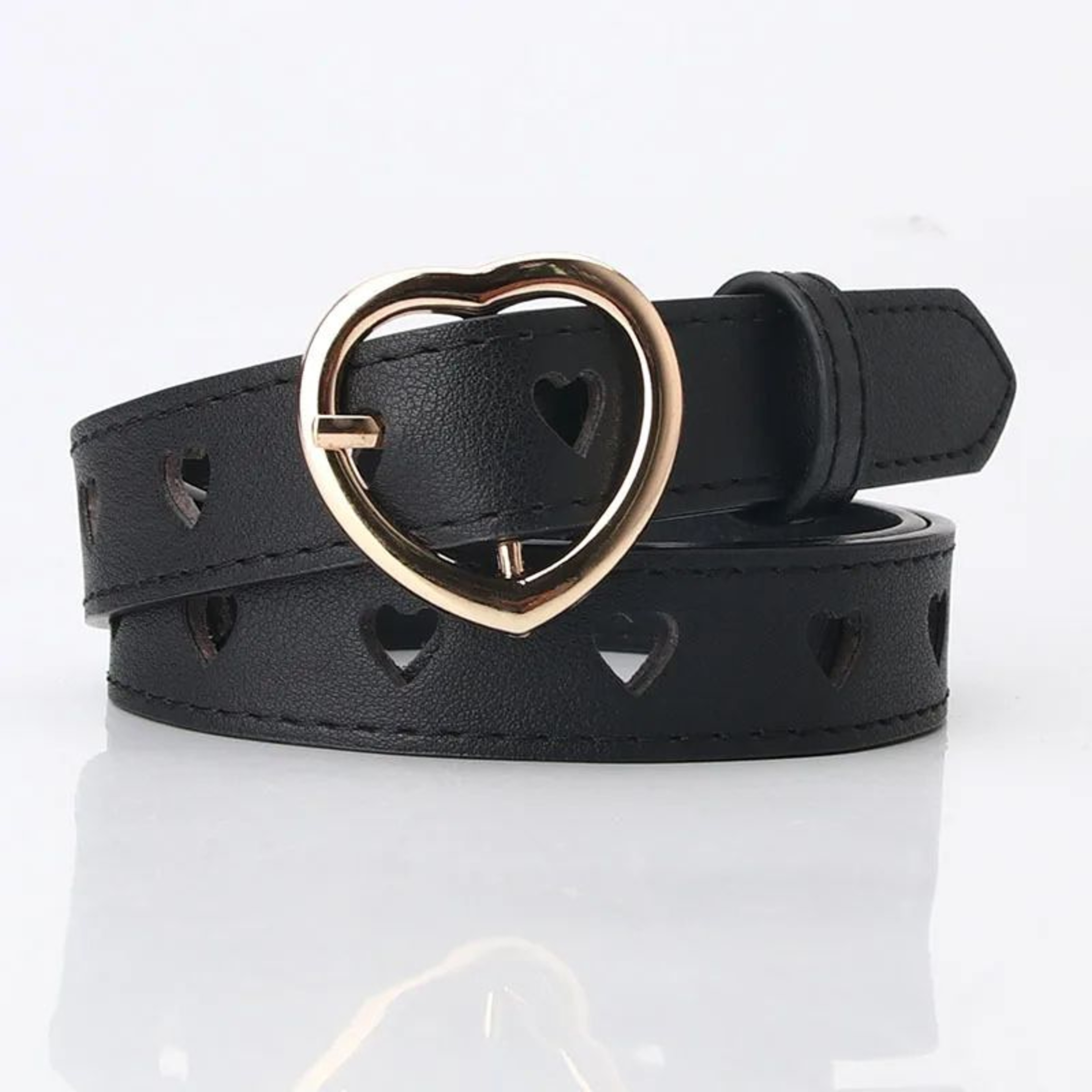 Womens Heart Buckle Pin Belt  Stylish Versatile Waist Belt For Jeans  Dresses 5