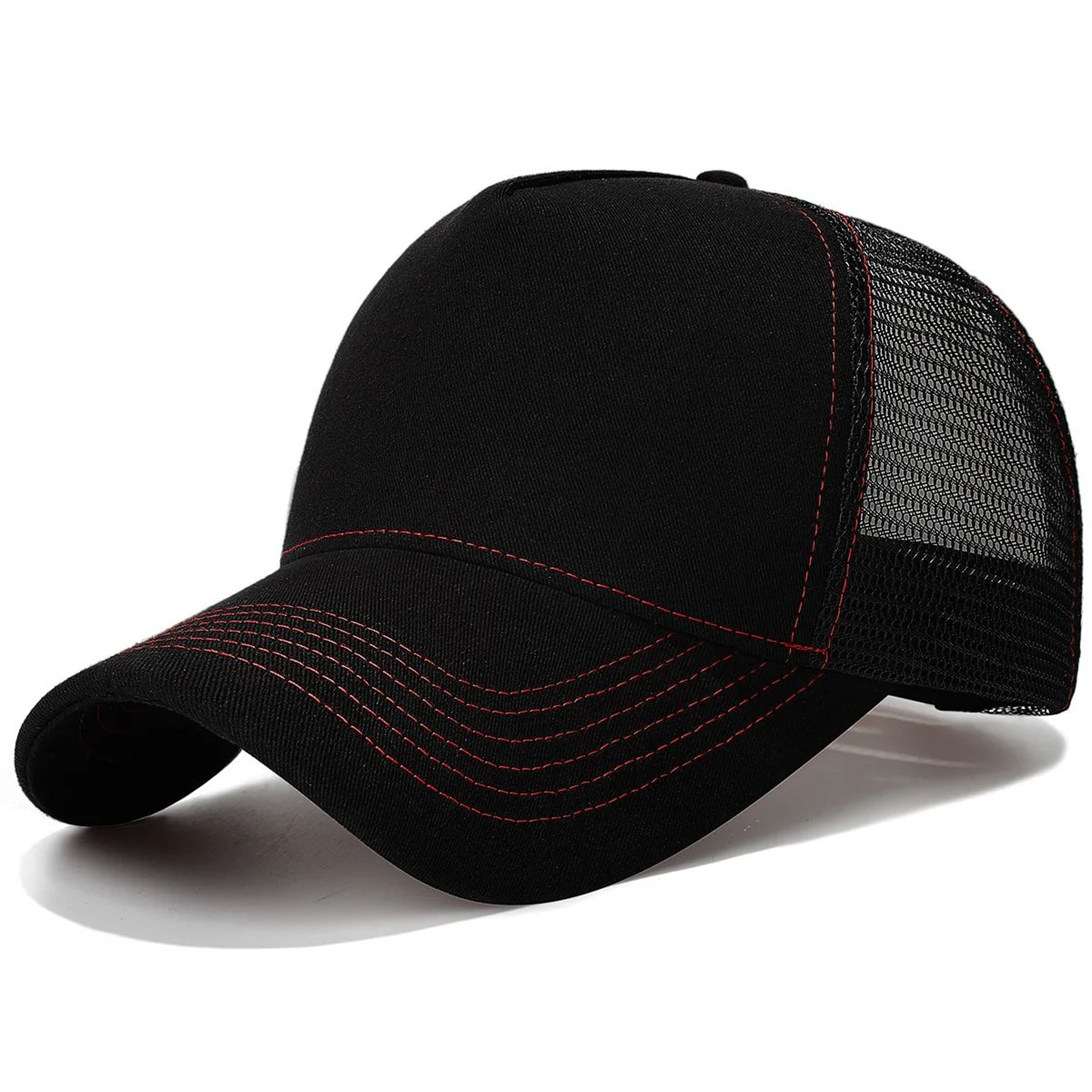 ColorBlock Mesh Trucker Baseball Cap  Breathable FivePanel Adjustable Snapback Hat 5
